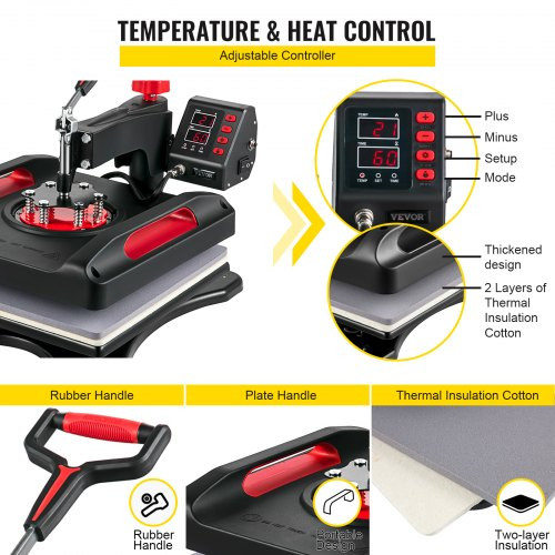 Upgrade Heat Press Machine ETL Safety Certification 15 x 15 in 8-in-1 Heat Press Power-Saving Sublimation Machine 360Ã¸Rotation Heat Press Shirt Printing Machine for Shirts Cap & Mugs Red