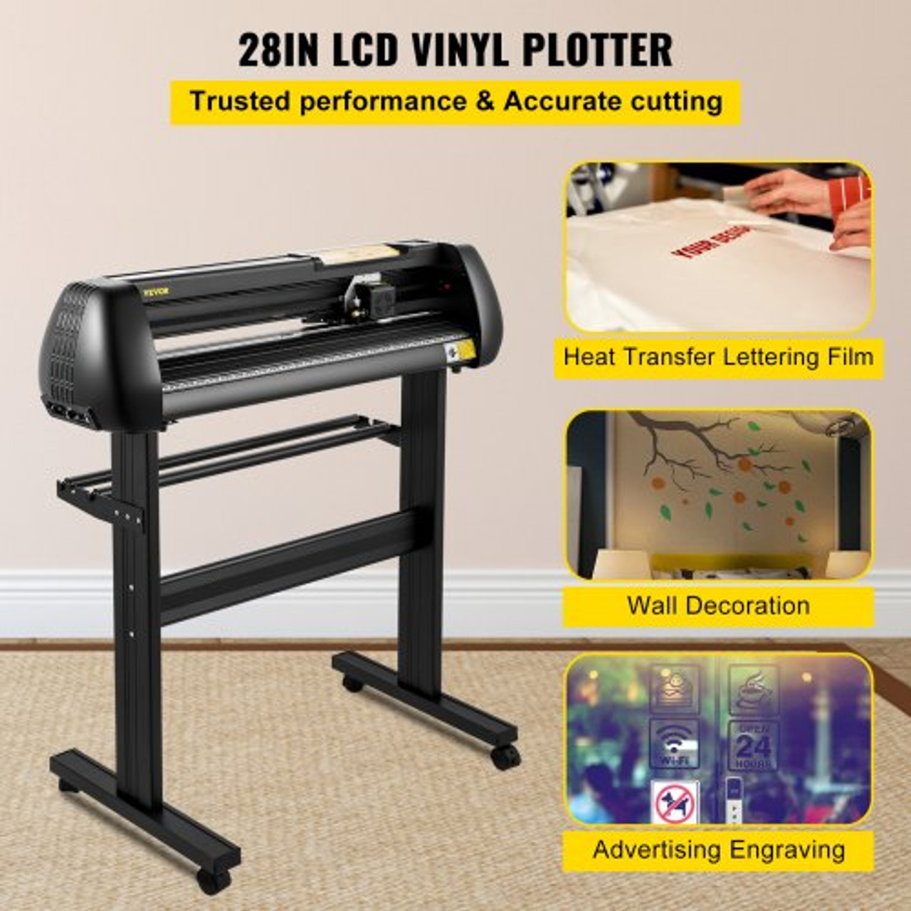 Vinyl Cutter Machine, Upgraded 28 Inch Paper Feed Cutting Plotter Bundle, Adjustable Force & Speed Vinyl Printer with Powerful Stepper Motors, Signmaster Software Compatible with Windows System
