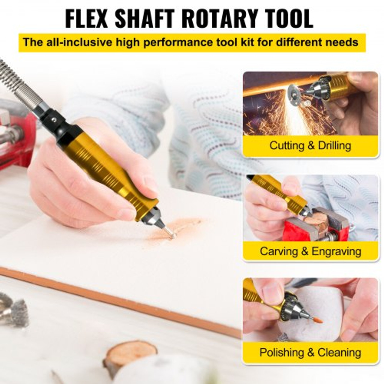 Flex Shaft Grinder 780W Rotary Tool 500-23000RPM Rotary Carver with 1/4" 3-Jaw Chuck & Stepless Speed Foot Pedal Hanging Grinding Machine 131PCS Accessories for Jewelry Polishing Grinding DIY