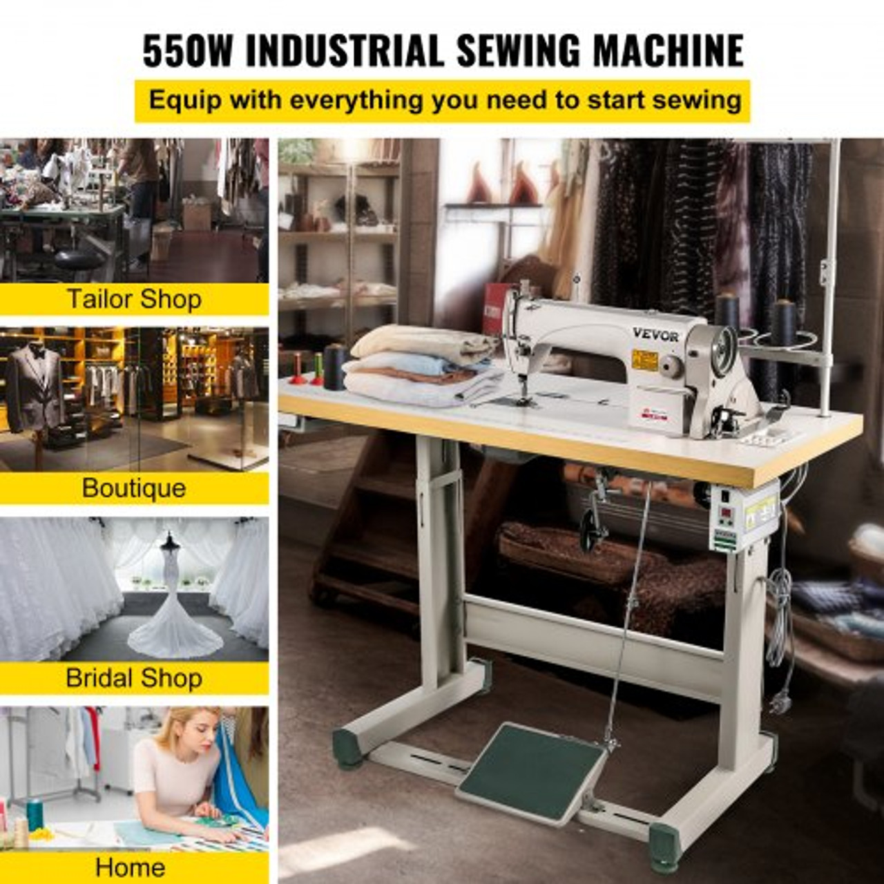 VEVOR 5000 sti/min Industrial Sewing Machine 500 W Heavy Duty