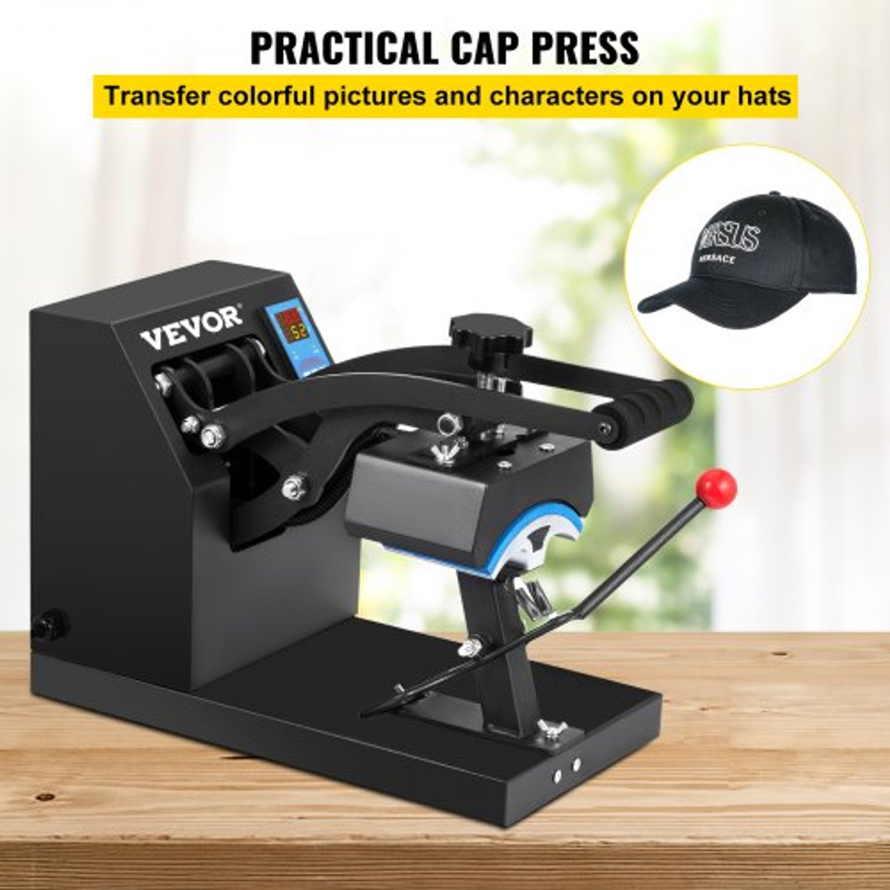 Heat Press 6x3.75Inch Curved Element Hat Press Clamshell Design