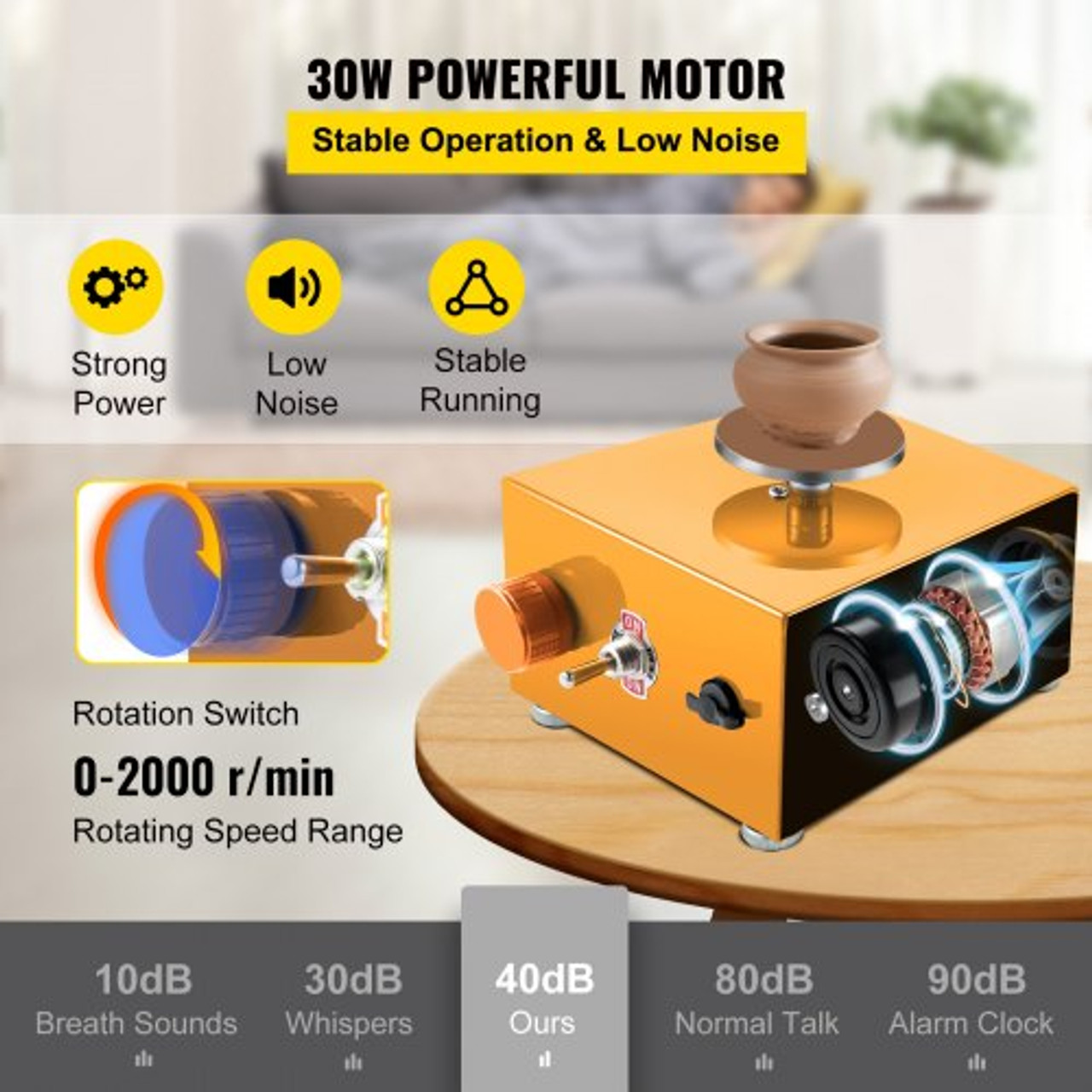 Mini Pottery Wheel 30W Ceramic Wheel Adjustable Speed Clay Machines Electric Sculpting Kits with 3 Turntables Trays and 16pcs Tools for Art Craft Work Molding Gift and Home DIY