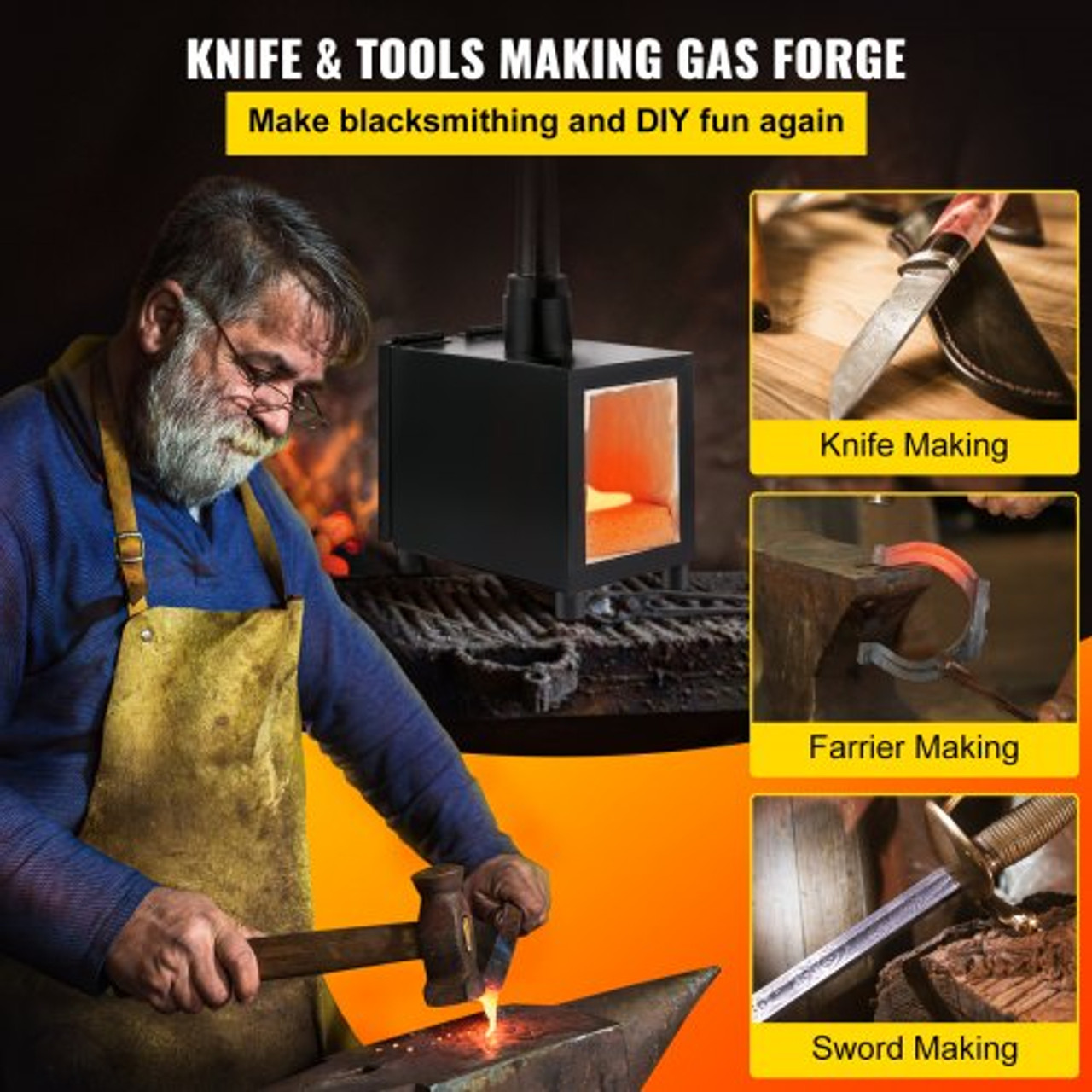 Propane Knife Forge, Blacksmithing Forge with Single Burner