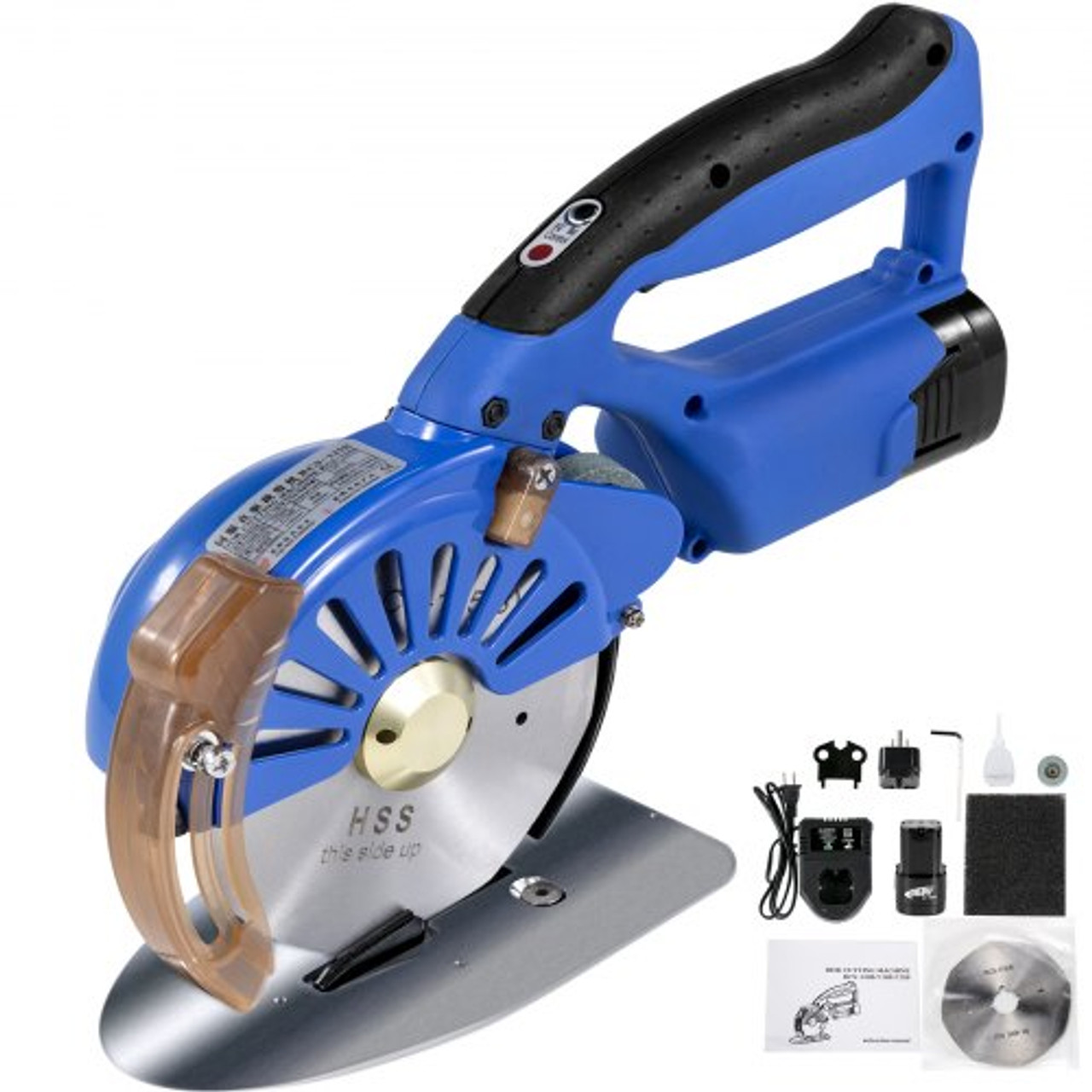 VEVOR Fabric Cutter 125mm Rotary Fabric Cutter 39mm Cutting Height Wireless Electric Rotary Cutter All-Copper Motor with Low Noise Adjustable Speed
