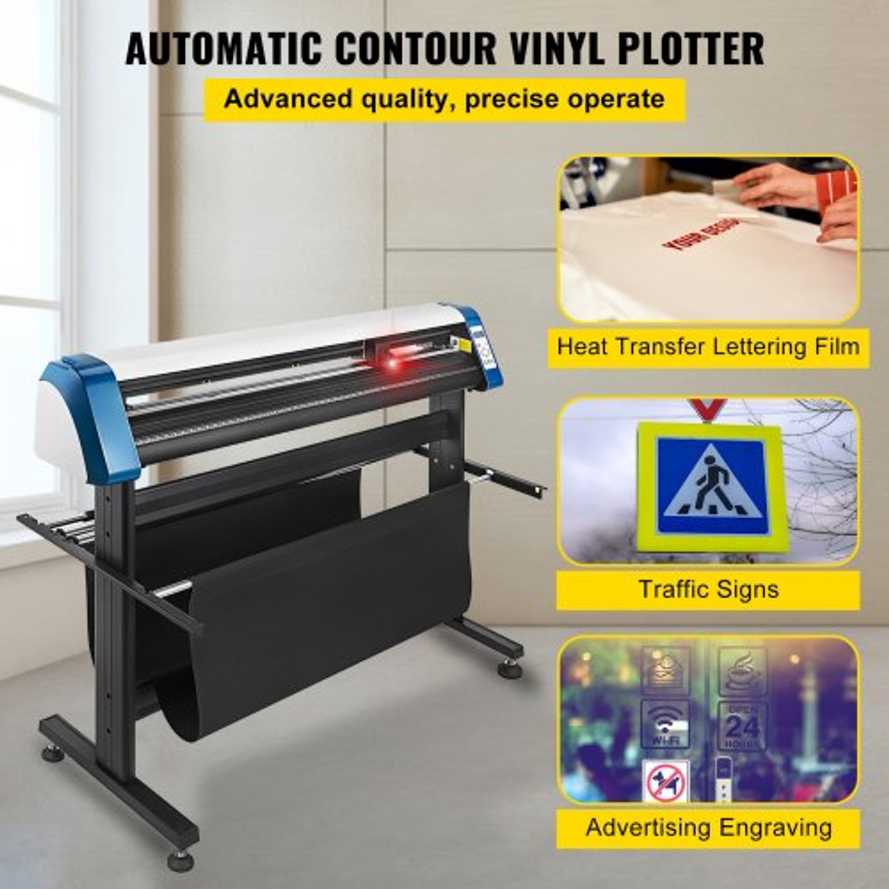 Vinyl Cutter 53 Inch Plotter Machine Automatic Paper Feed Vinyl Cutter Plotter Speed Adjustable Sign Cutting with Floor Stand Signmaster Software