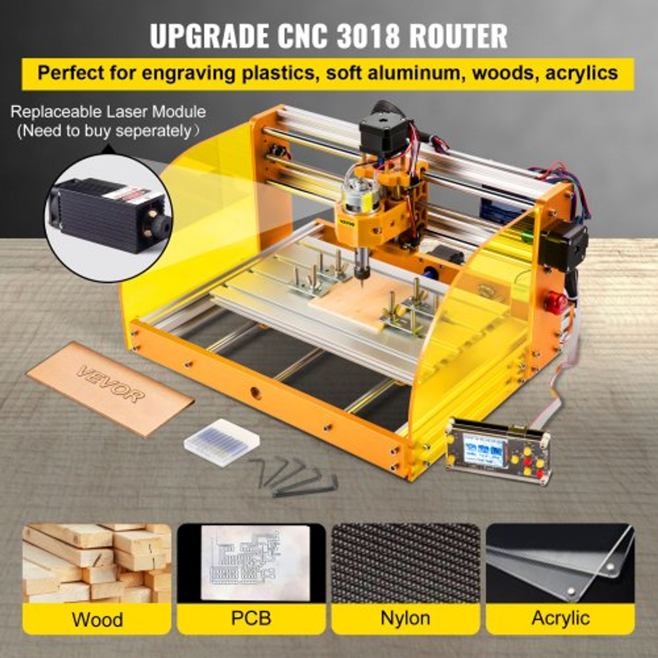 VEVOR CNC 3018-PRO 3 Axis CNC Router Kit GRBL Control Plastic