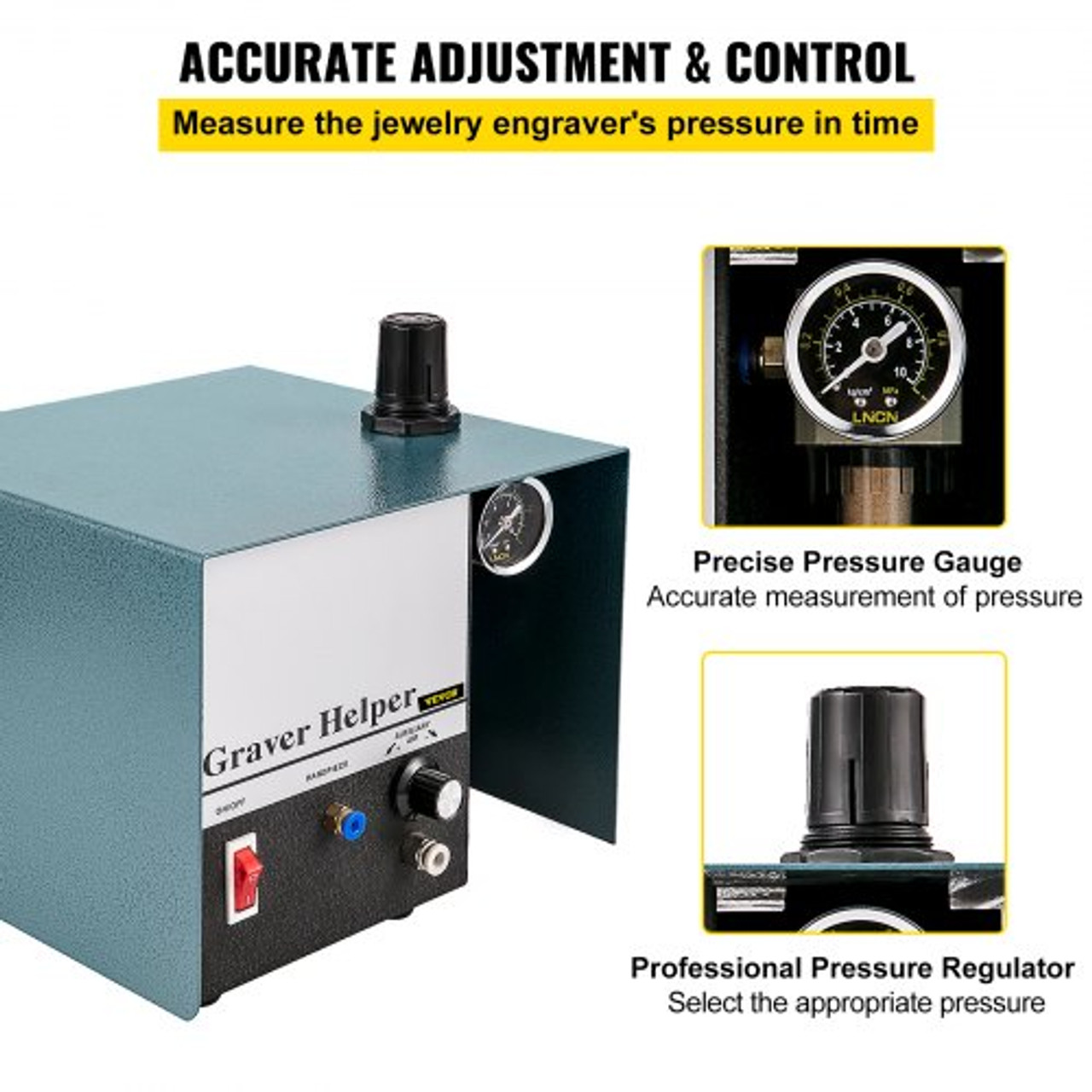 Double-ended Engraving Machine Pneumatic Engraving Machine Double Ended  Impact Graver Jewelry Engraver-110V US Plug 