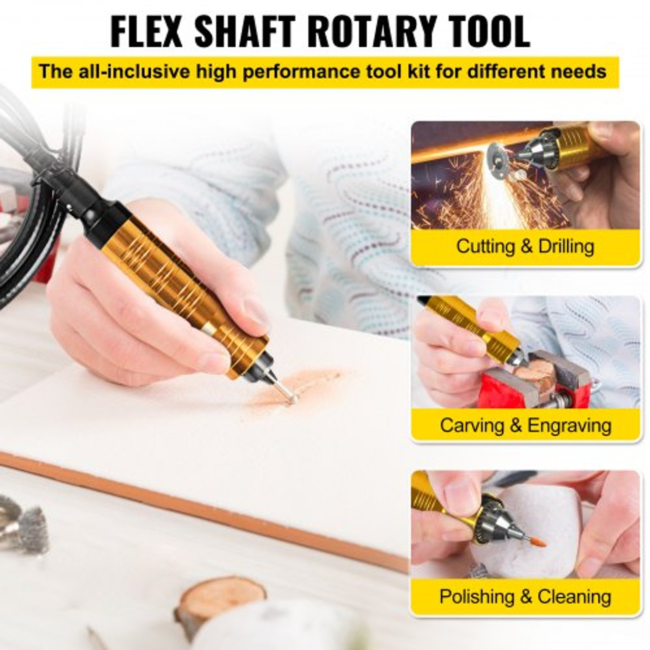 S-R Hanging Flex Shaft Grinder 230W Rotary Tool with Stepless Speed Foot Pedal Rotary Carver 0-180000rmp for Carving, Buffing,Drilling,Polishing (6mm flexshaft)