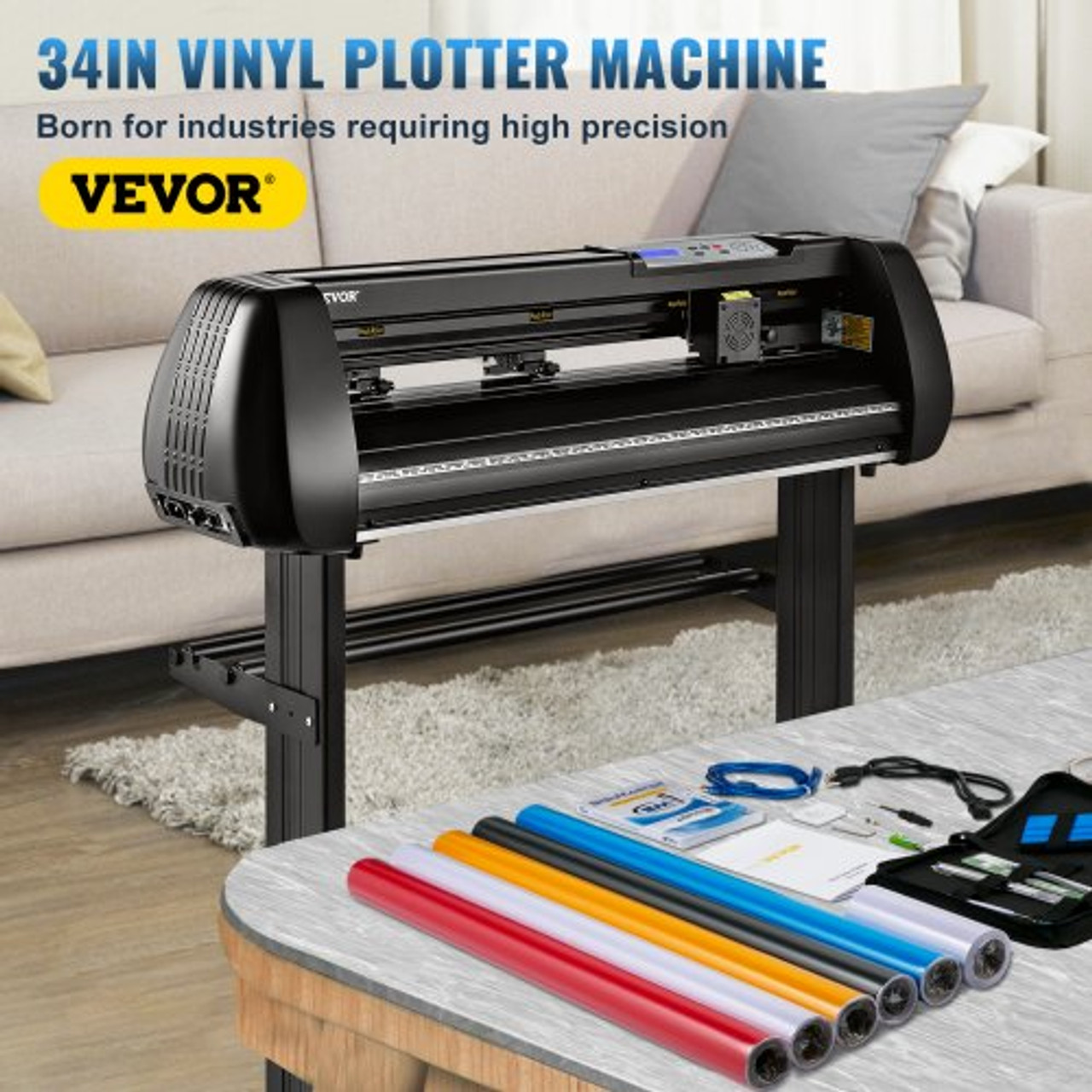 Vinyl Cutter Machine, 34in Offline Bluetooth Cutting Plotter Machine, 400in/10m Steel Roller Shaft Adjustable Speed Force, SignMaster Software Tool DIY Craft Kit for Sign Making Windows & Mobile