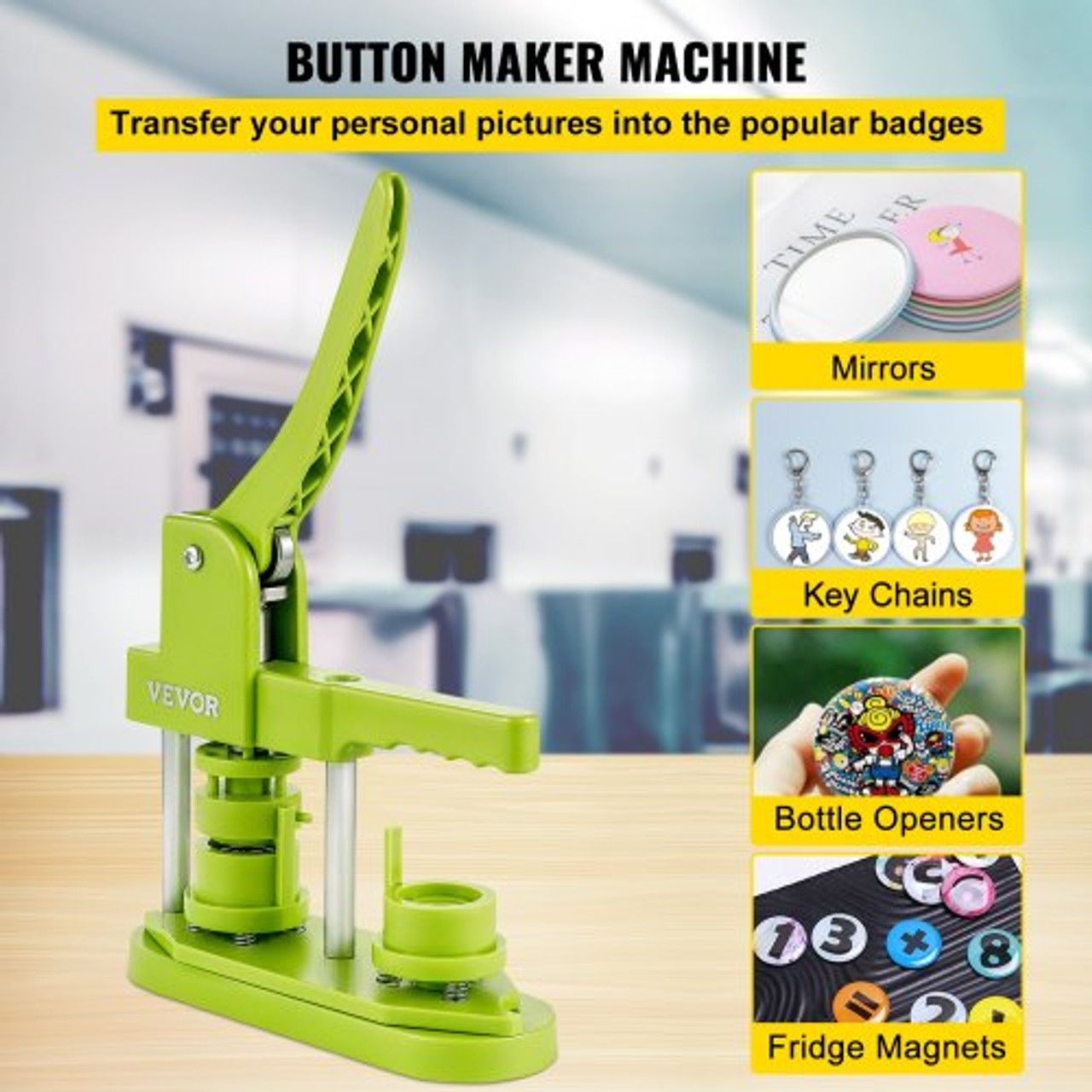 Installation-Free Button Maker Machine 25mm (1 inch) with 500pcs Button Parts Badge Press Machine,DIY Pin Button Maker Machine with Circle Cutter