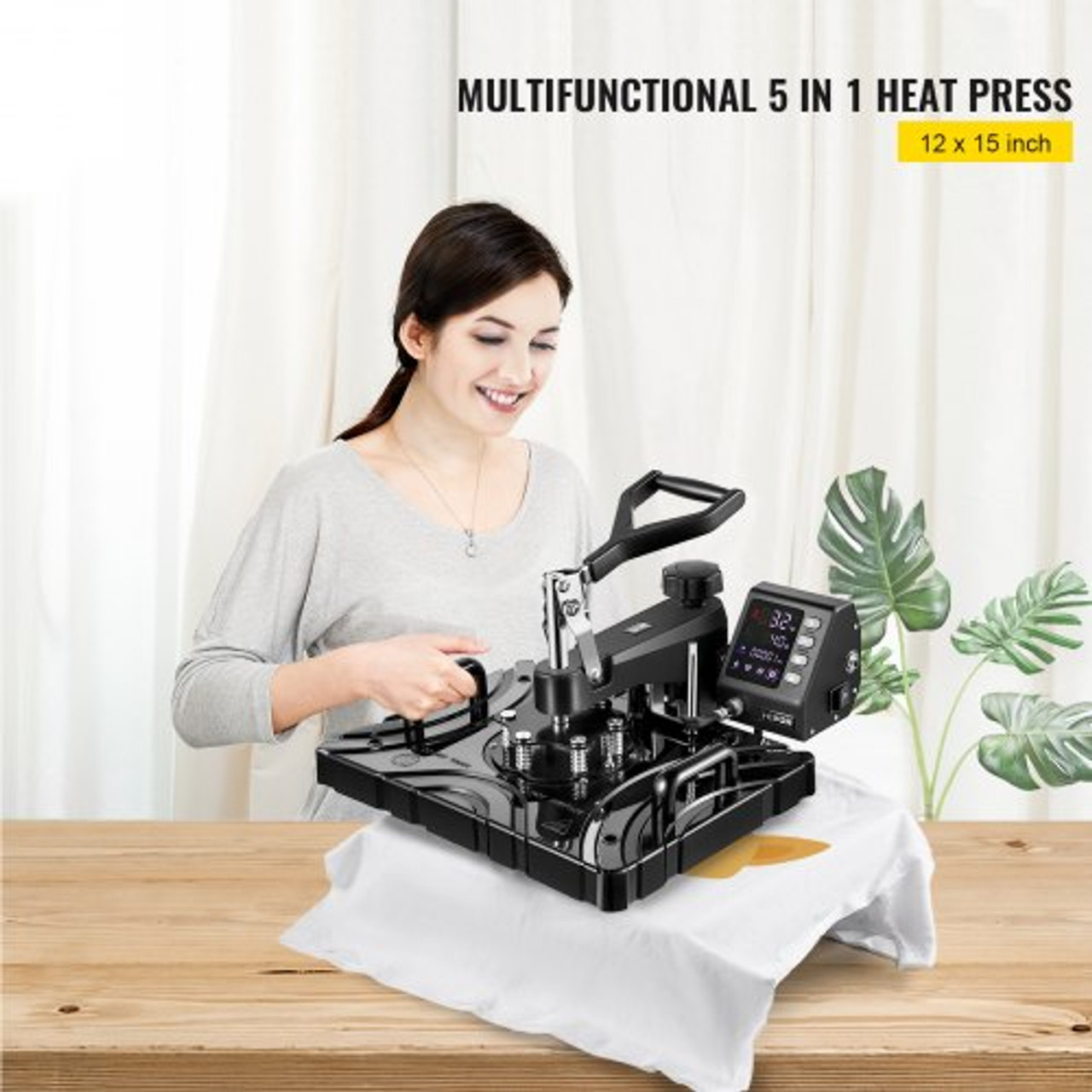VEVOR Heat Press 12x15 inch Heat Press Machine 5 in 1 800W Heat Press Machine for T-shirts Sublimation Printer Transfer with Accurate Large Screen