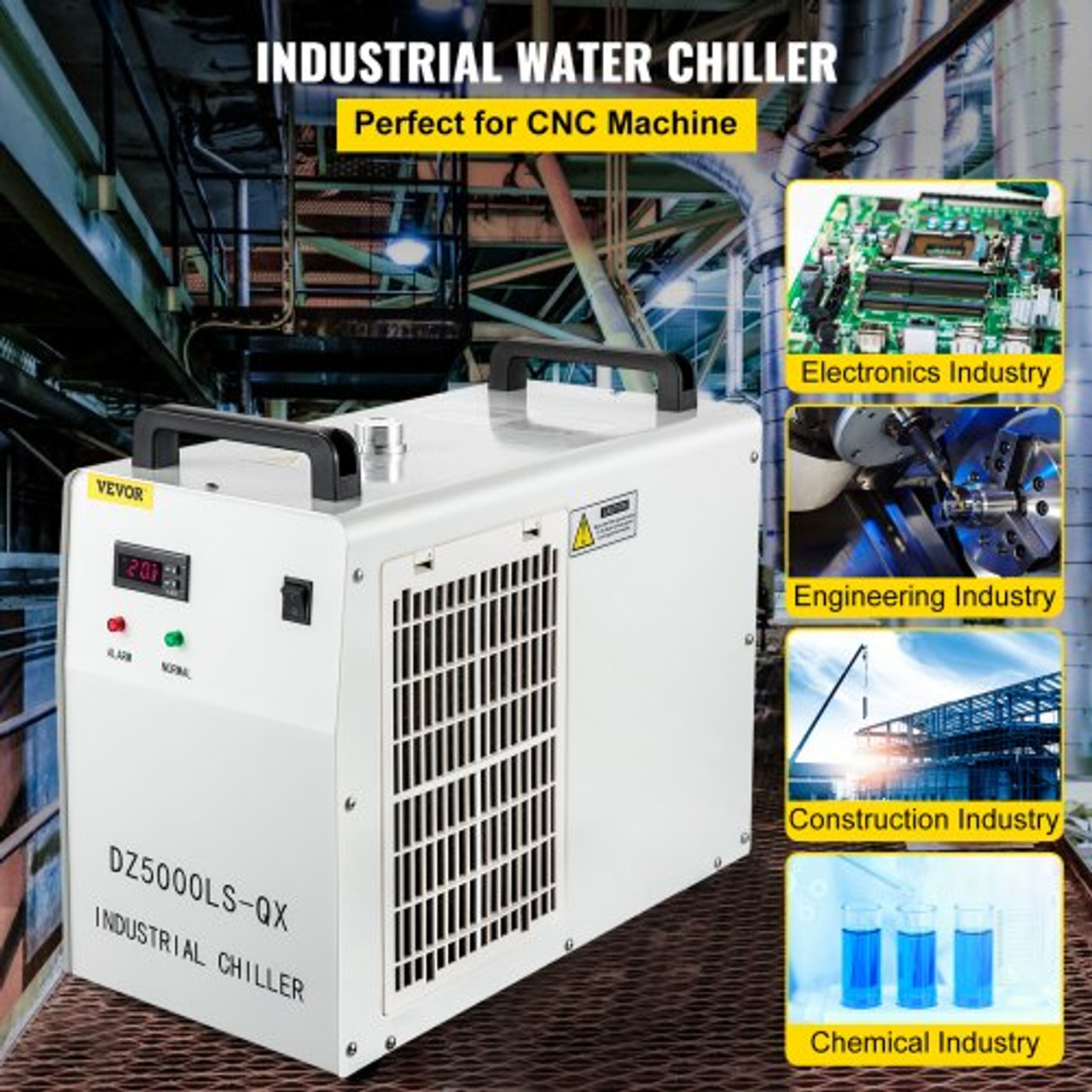 Industrial Chiller, 110V CW-5000 Industrial Water Chiller, 800W Cooling Capacity, 6L Capacity Cooling Water, 4.5-7A Current Recirculating Chiller for 80W/100W Engraving Machine Cooling Machine