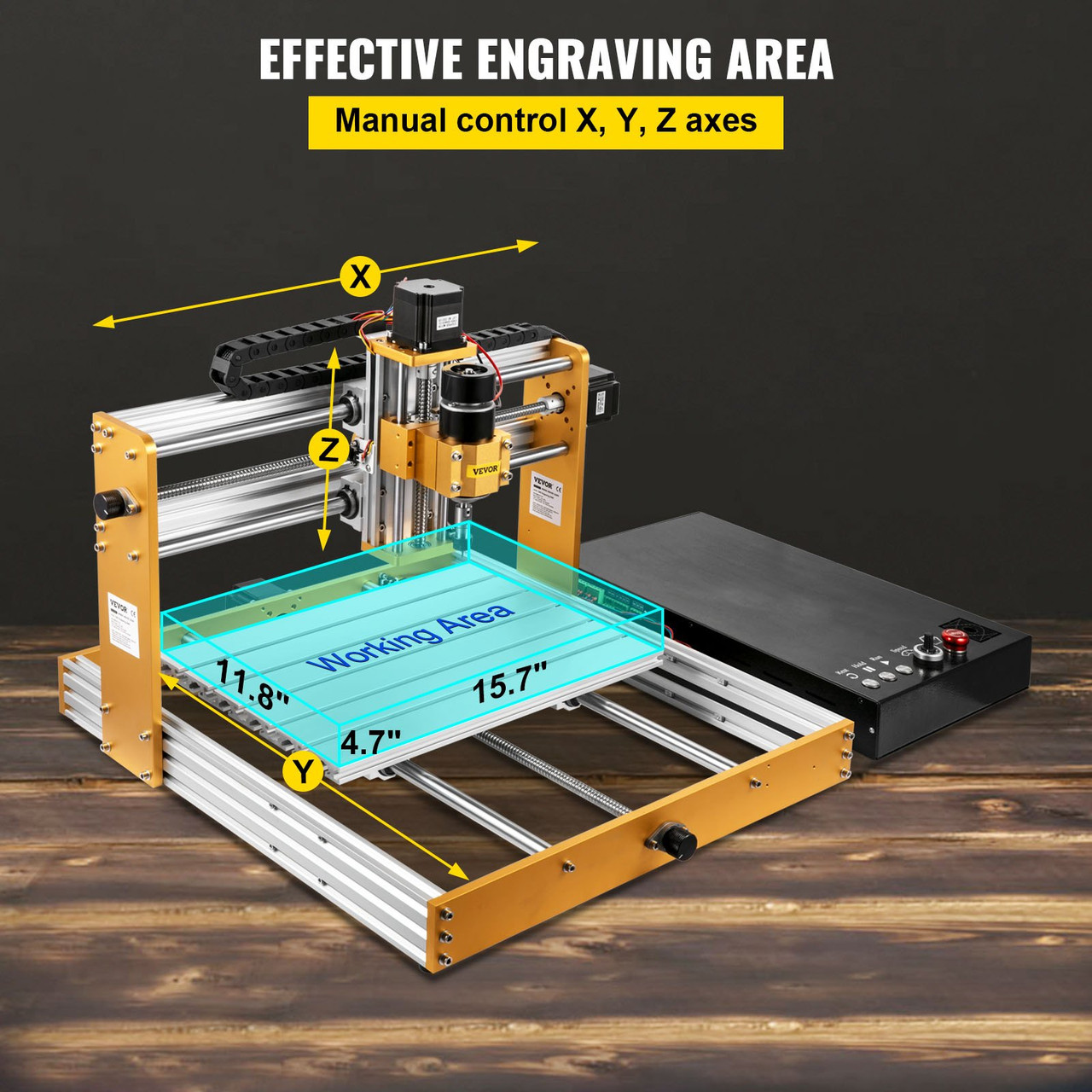 CNC Router Machine, 3040 Engraver Milling Machine with Offline Controller Limit Switches Emergency-stop, DIY 3 Axes Cutting Kit for Wood Metal Acrylic MDF, 400 x 300 x 100 mm Large Working Area