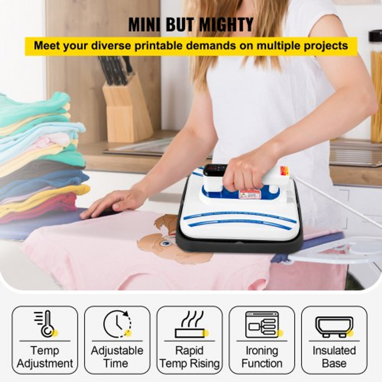Portable Heat Press 12x10 Inch Digital Mini Easy Sublimation Machine with  Sensitive Touch Screen for T-shirts DIY