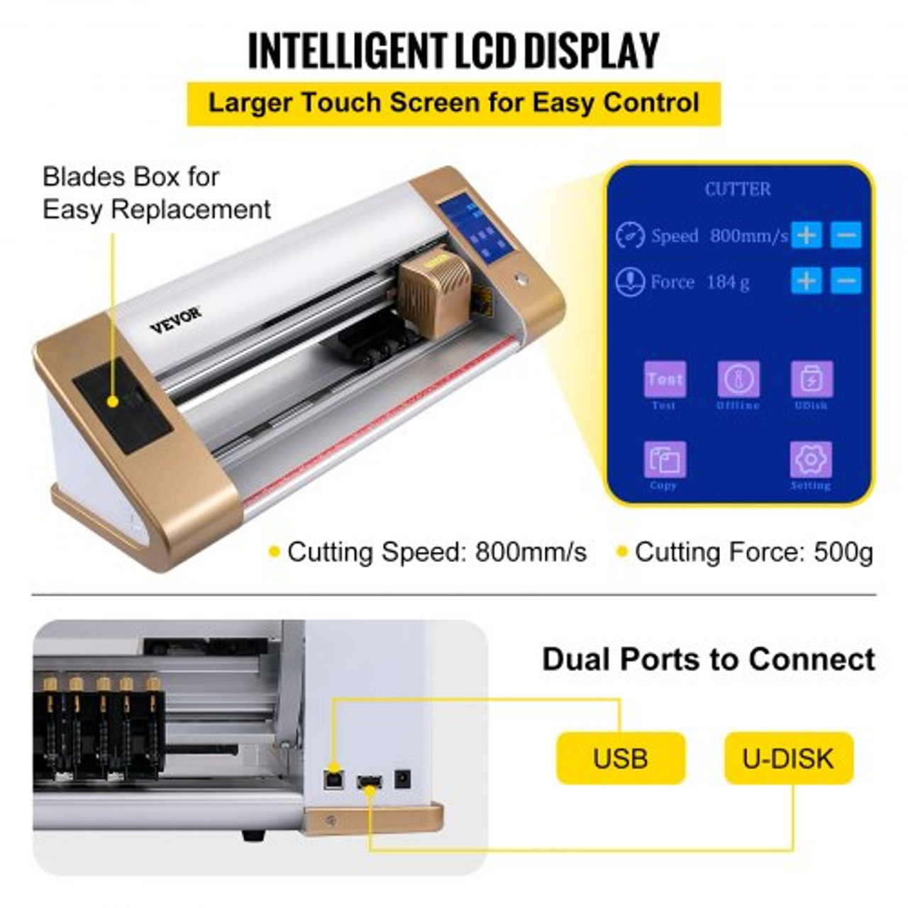 Vinyl Cutter Machine, 28 Inch Paper Feed Cutting Plotter Bundle, Adjustable  Force & Speed Vinyl Printer