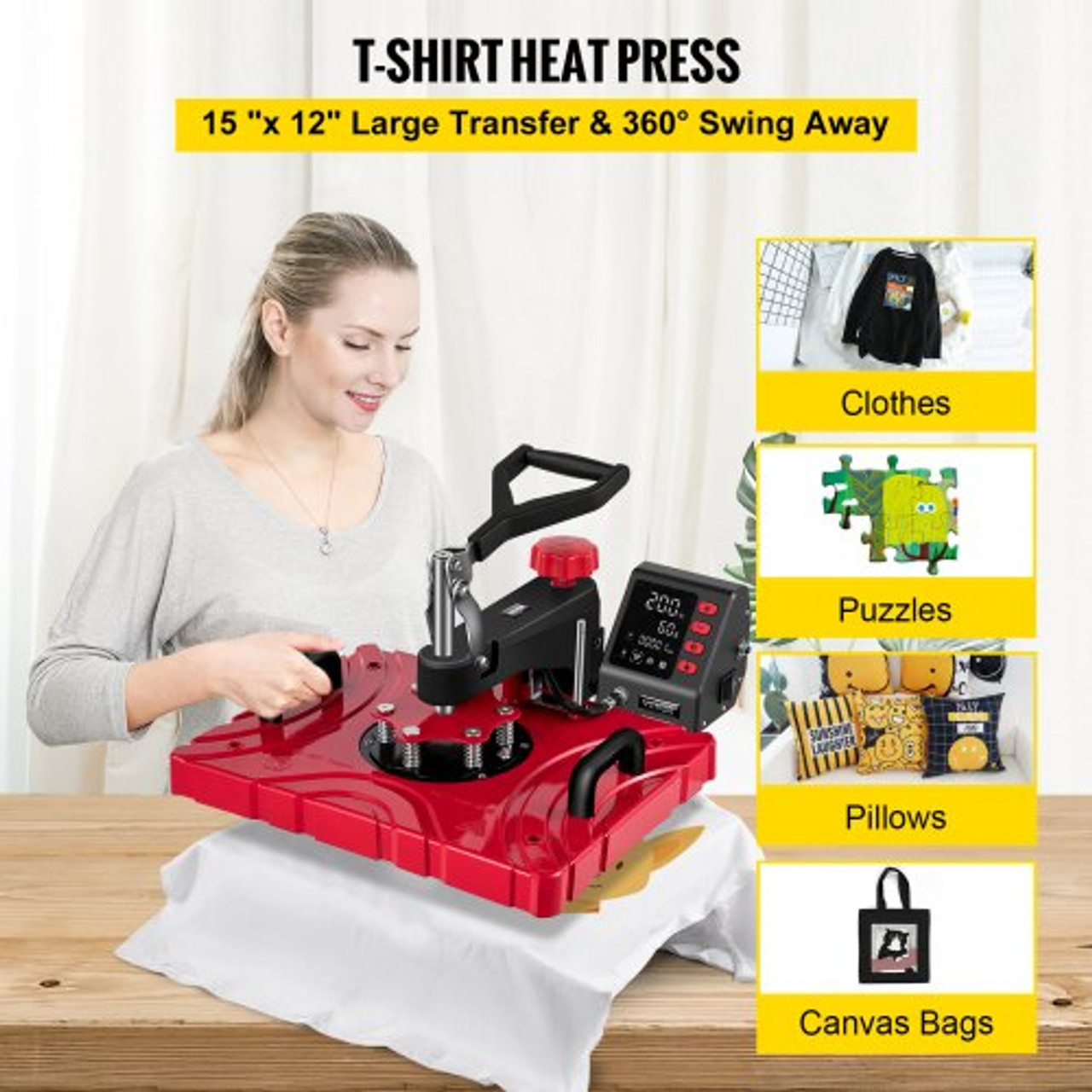 15 X 15 Inch Digital Transfer Sublimation T-shirt Heat Press Machine  Clamshell