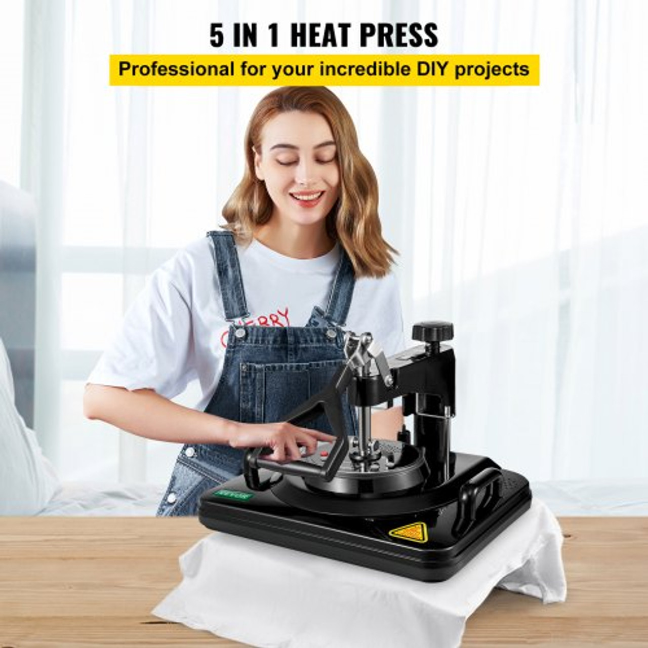 Heat Press 15x15, Upgraded Heat Press Machine 5 in 1, Anti-Scald,  Fast-Heating, Swing Away