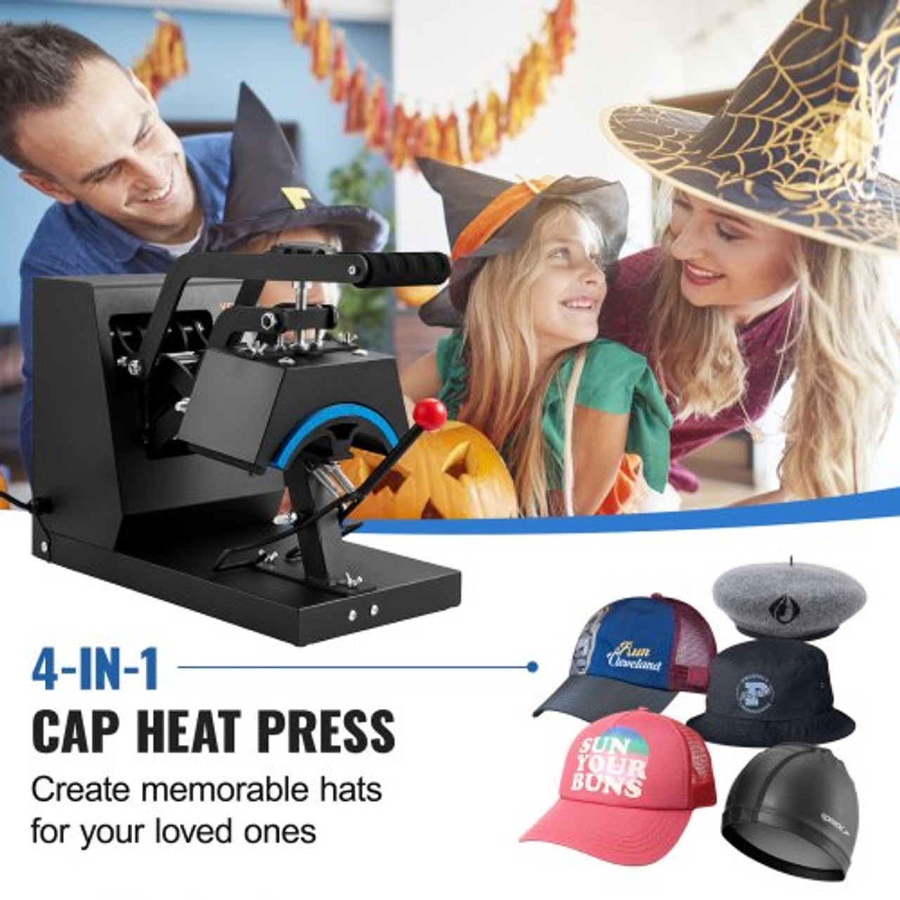 VEVOR Heat Press 6x3.75Inch Curved Element Hat Press Clamshell Design Heat  Press for Hats Rigid Steel Frame No Stick Digital LCD Timer and Temperature