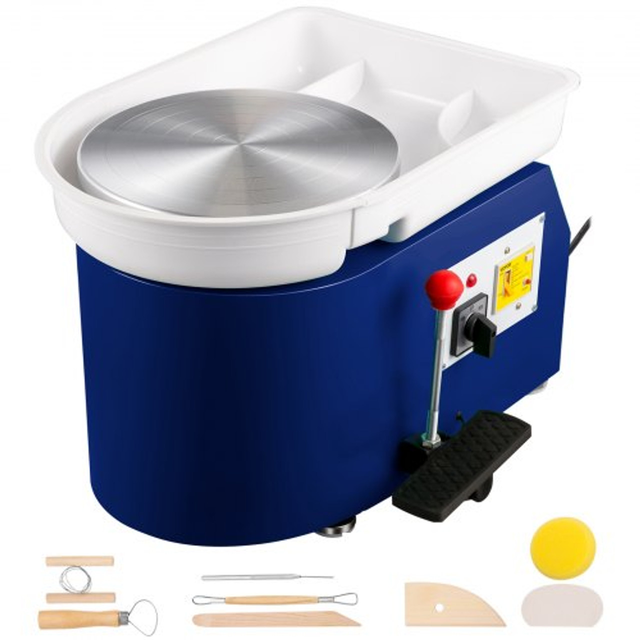 Pottery Wheel 28cm Pottery Forming Machine 350W Electric Pottery Wheel with Adjustable Feet Lever Pedal DIY Clay Tool with Tray for Ceramic Work Clay Art DIY Clay Blue, 10 Piece
