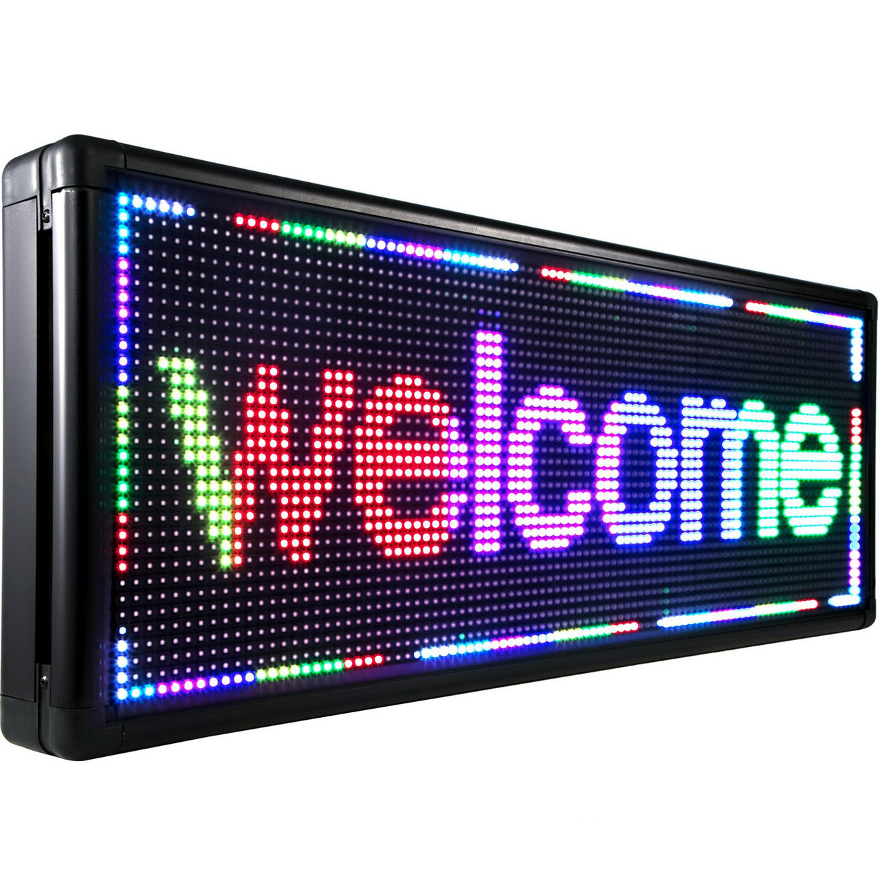 Led Sign 40" x 15" Digital Sign Full Color Color Indoor with high Resolution P10 Led Scrolling Display Programmable by PC & WiFi & USB for Advertising