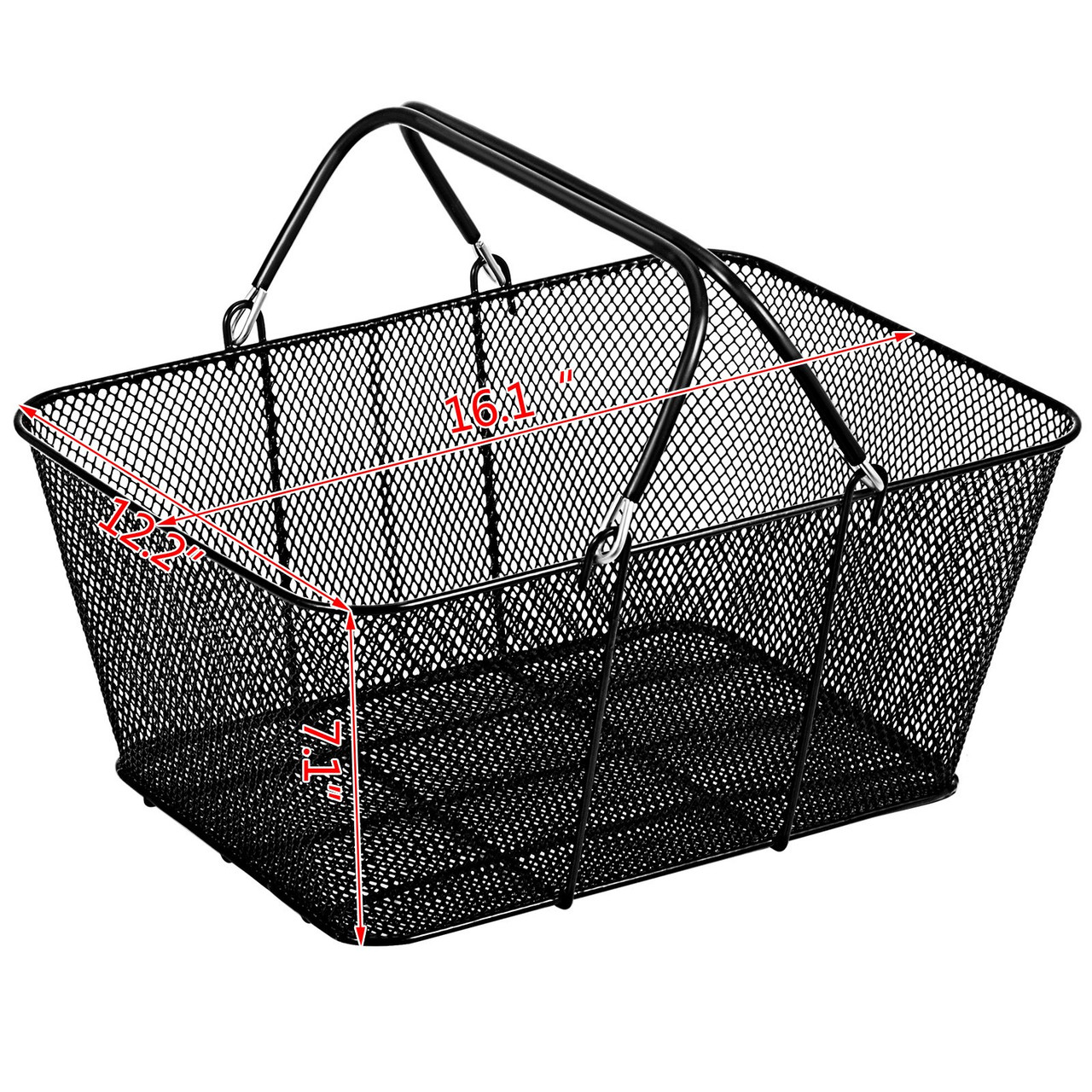 12PCS Shopping Baskets with Handles, Black Metal Shopping Basket, Portable Wire Shopping Basket, Black Wire Mesh shopping Basket Set for Stores