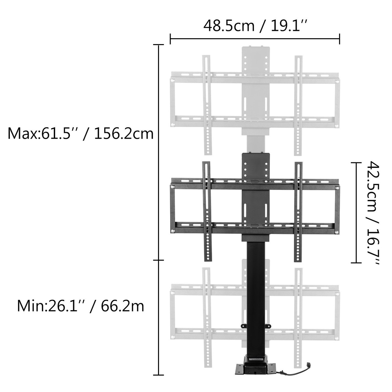 Motorized TV Lift Stroke Length 35 Inches Motorized TV Mount Fit for 32-65 Inch TV Lift with Remote Control Height Adjustable 28.7-64.2 Inch,Load Capacity 154 Lbs