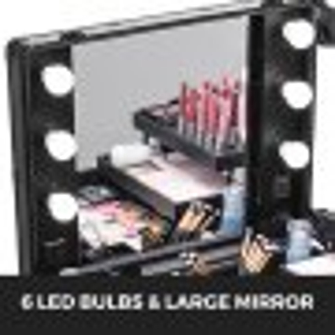 Rolling Makeup Case 28"x21"x54" with LED Light Mirror Adjustable Legs Lockable Train Table Studio Artist Cosmetic