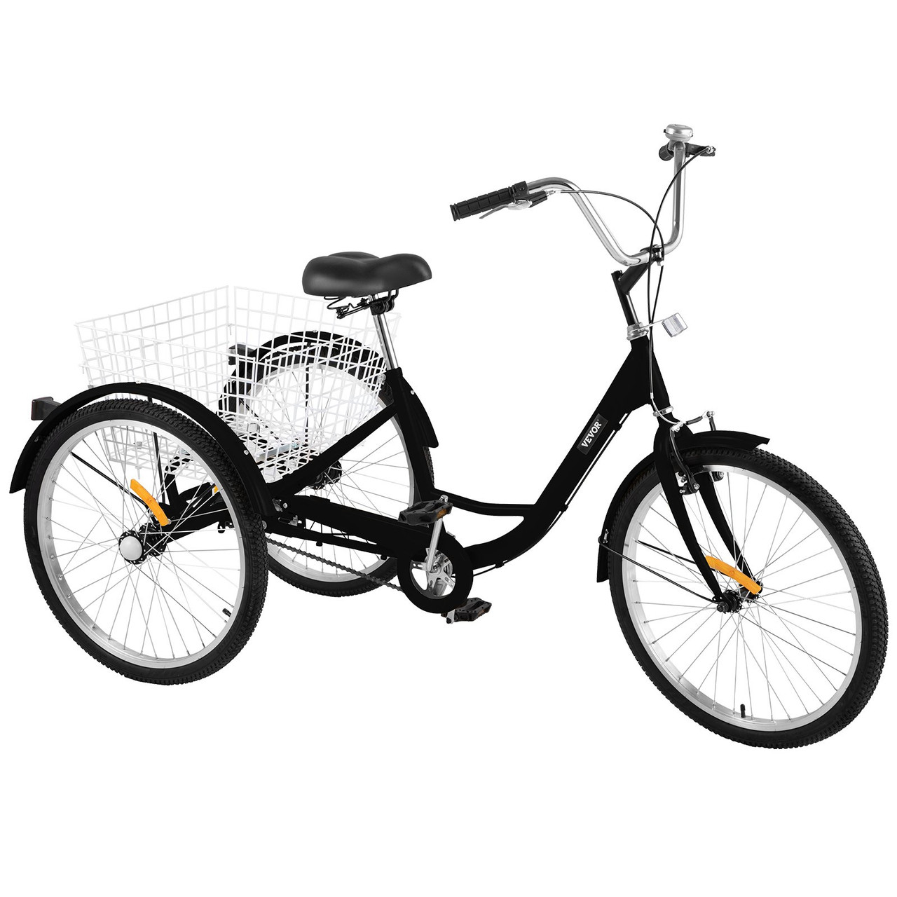 Adult Tricycle 20 inch Single Speed Size Adjustable Trike with Bell Brake System Cruiser Bicycles Large Size Basket for Recreation Shopping Exercise