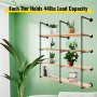 Industrial Pipe Shelves 4-Tier Wall Mount Iron Pipe Shelves 3 PCS Pipe Shelving Vintage Black DIY Pipe Bookshelf Each Holds 44lbs Open Kitchen Shelving for Bedroom & Living Room W/Accessories