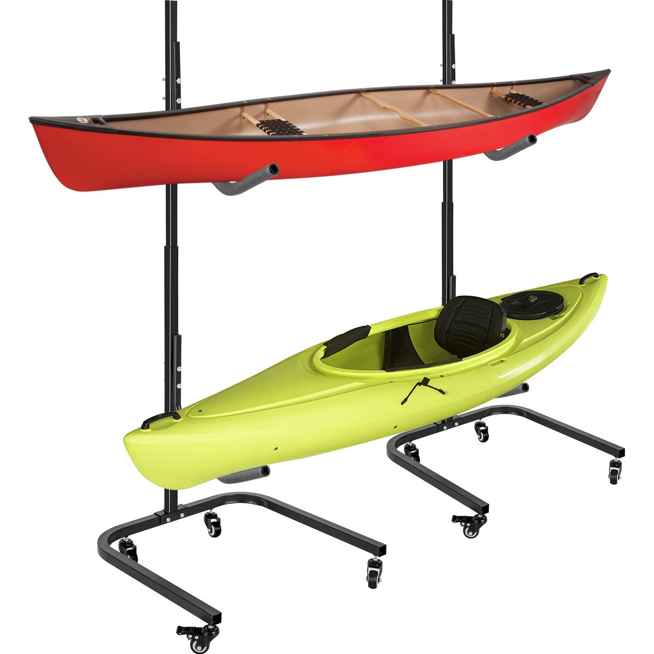 Freestanding Kayak Storage Rack, 200 LBS Load-Bearing Capacity, 100 LBS Per  Level, Dual Stand with Wheels for Two-Kayak, SUP, Canoe & Paddleboard for  Indoor, Outdoor, Garage, Shed, or Dock