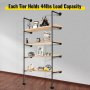 Industrial Pipe Shelves 5-Tier Wall Mount Iron Pipe Shelves 2 PCS Pipe Shelving Vintage Black DIY Pipe Bookshelf Each Holds 44lbs Open Kitchen Shelving for Bedroom & Living Room W/Accessories