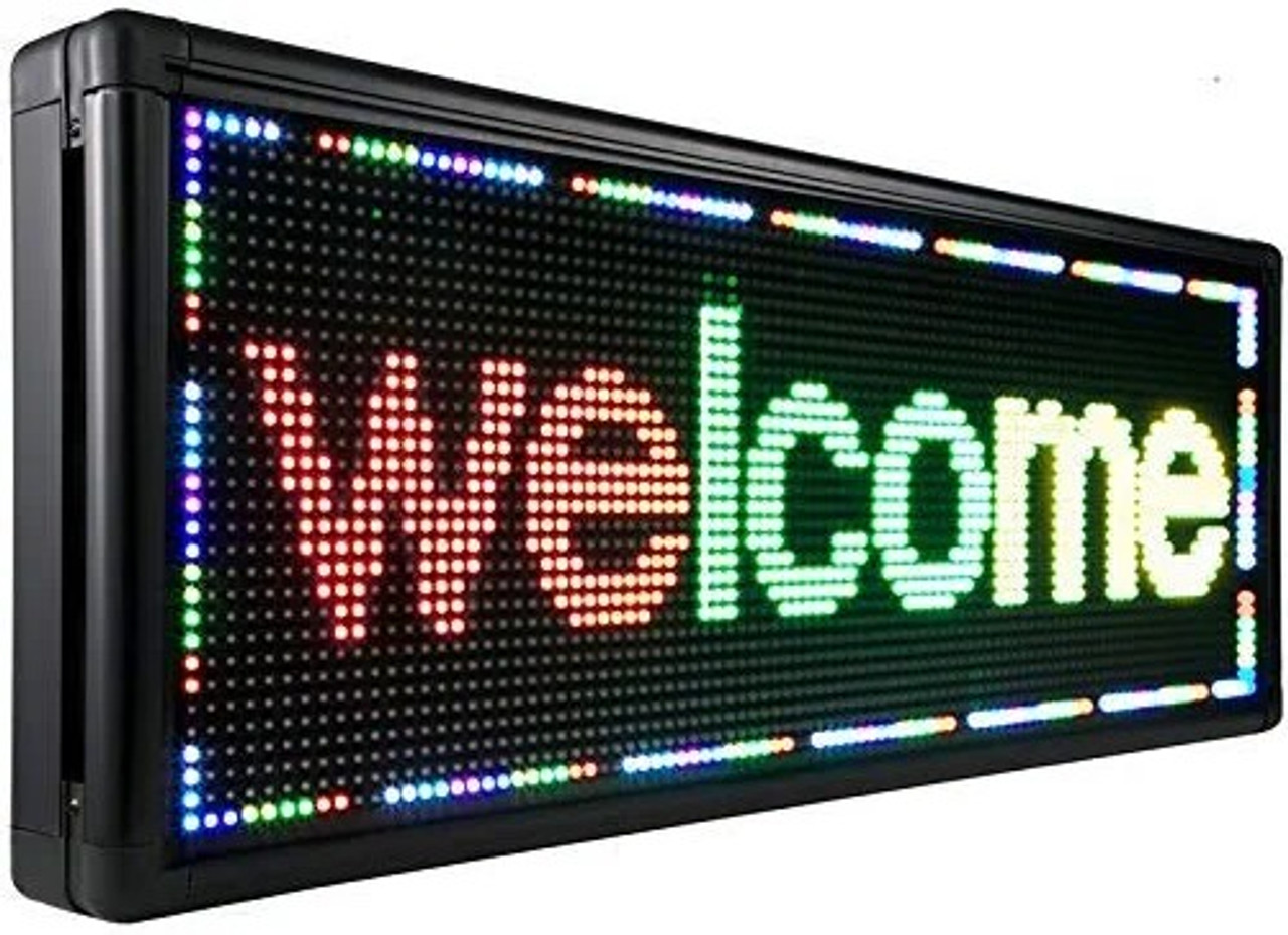 Led Sign 40 x 15 inch Led Scrolling Sign 3 Color Red Green Yellow Digital Led Open Sign Outdoor WiFi High Resolution Bright Electronic Message Display Board with SMD Technology for Advertising