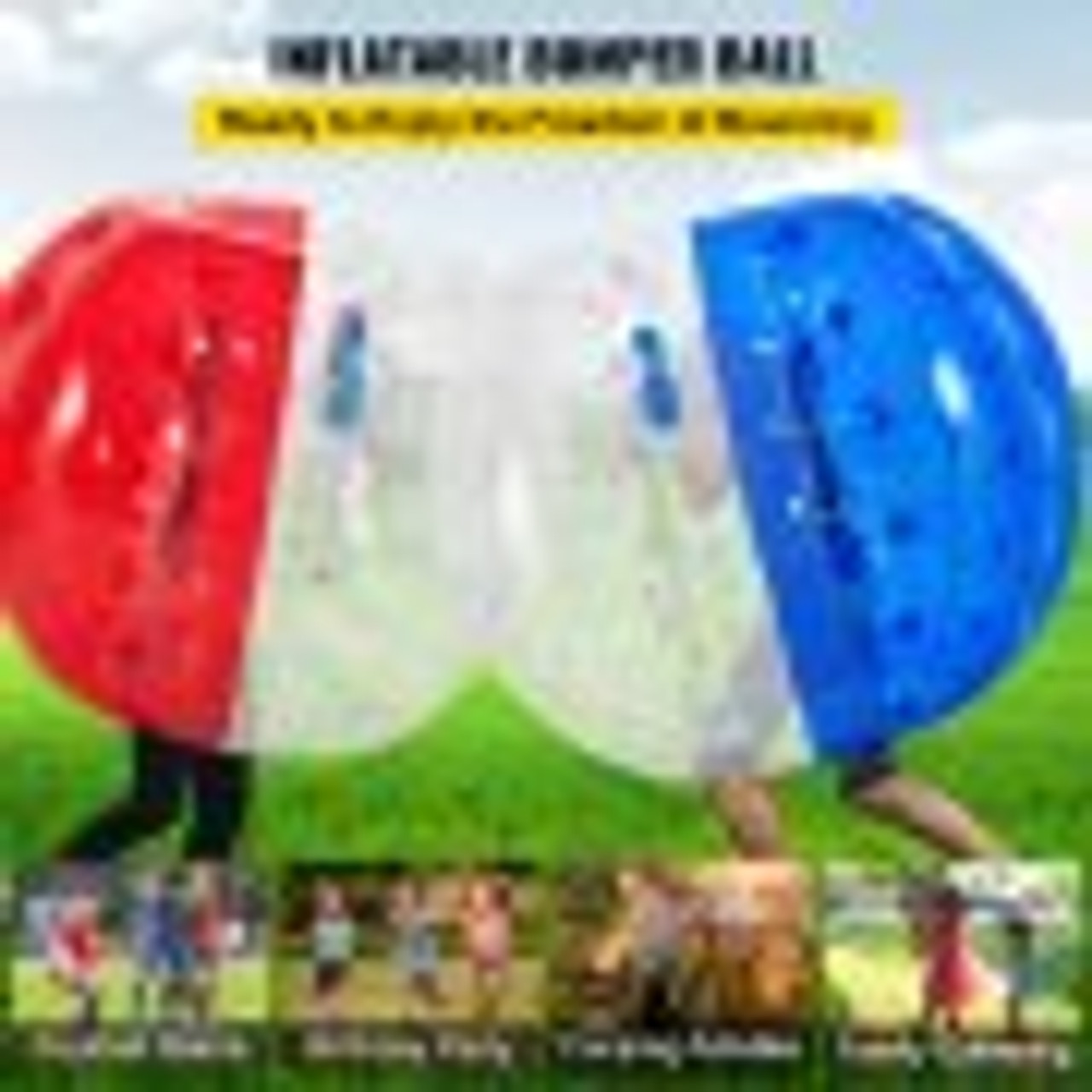 2PCS Inflatable Bumper Ball 5 FT / 1.5M Diameter, Bubble Soccer Ball, Blow It Up in 5 Min, Inflatable Zorb Ball for Adults or Children (5 FT, Red & Blue)