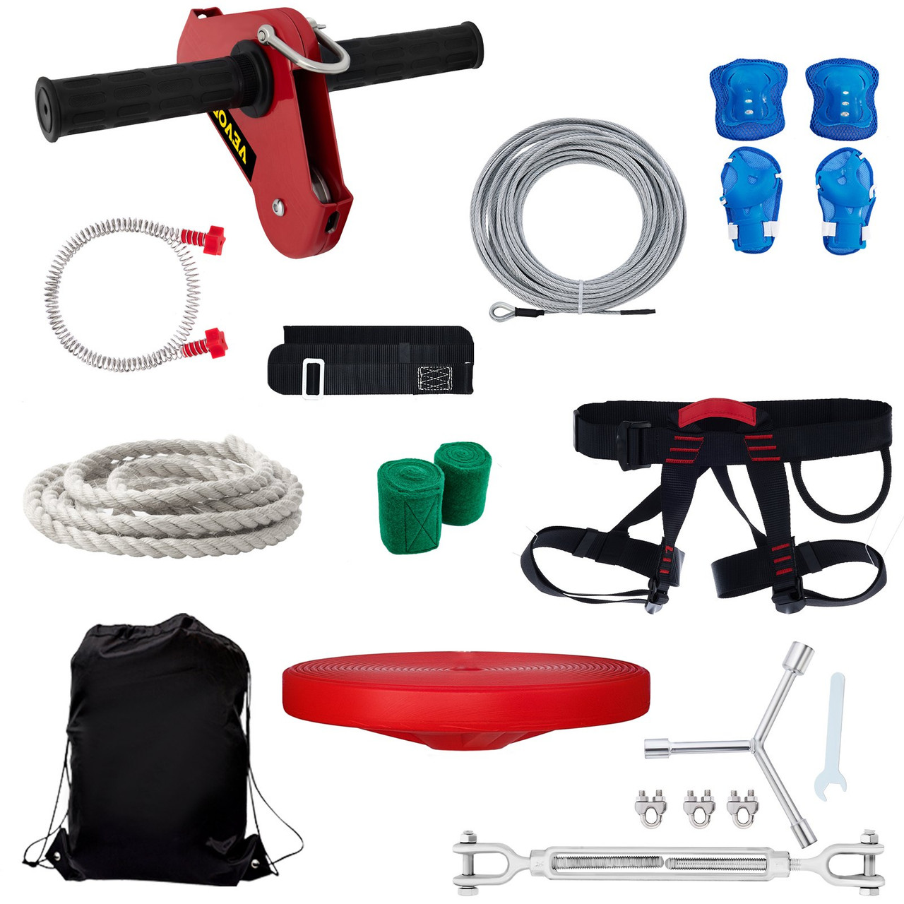 Zip line Kits for Backyard 120FT, Zip Lines for Kid and Adult, Included Swing Seat, Zip Lines Brake, and Steel Trolley, Outdoor Playground Equipment