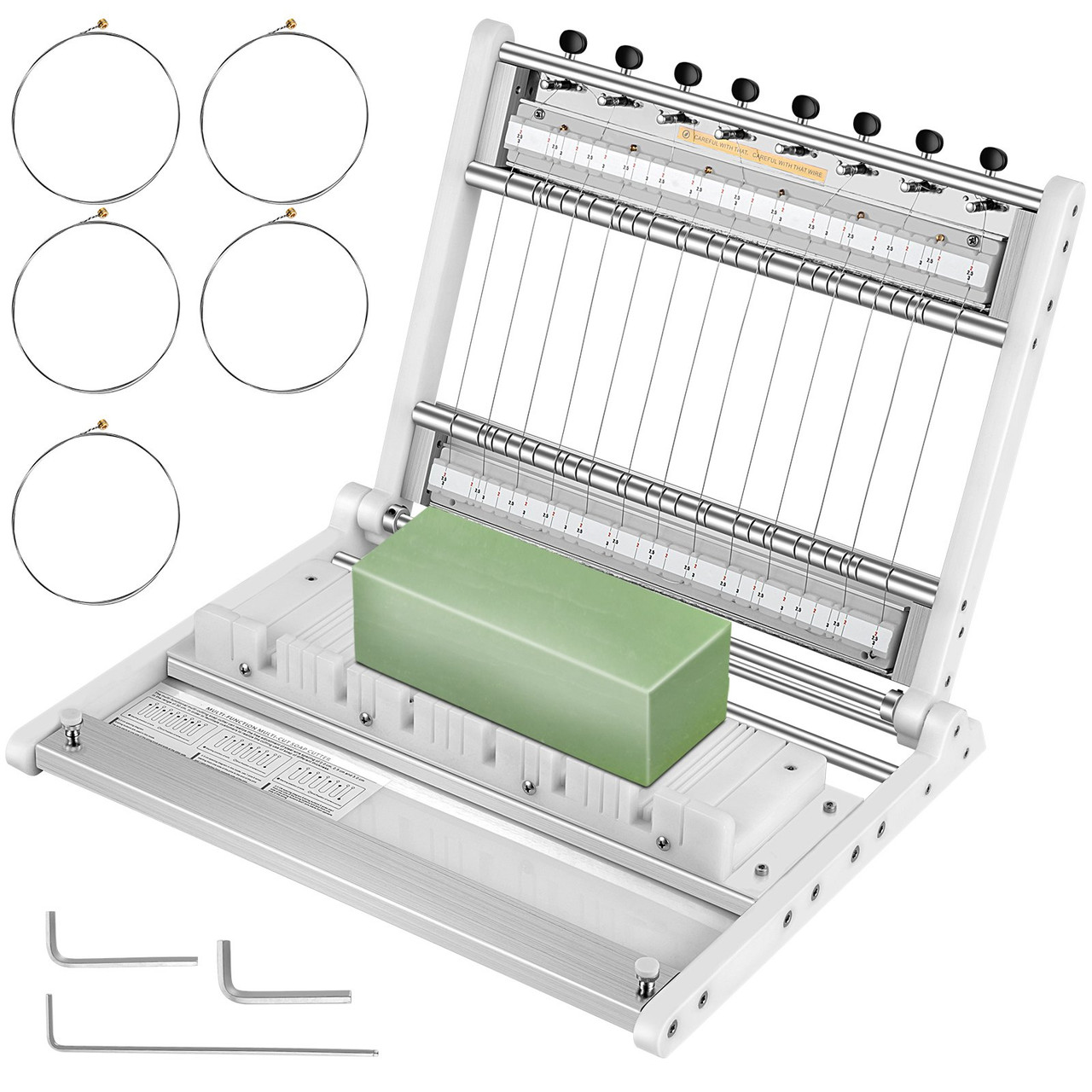 Soap Cutter, Cuts 1-15 Bars, 0.8/1/1.2 inch Adjustable Width Slicer with Size Scale, Stainless Steel Multi Handmade Soap Wire Cutting Machine for