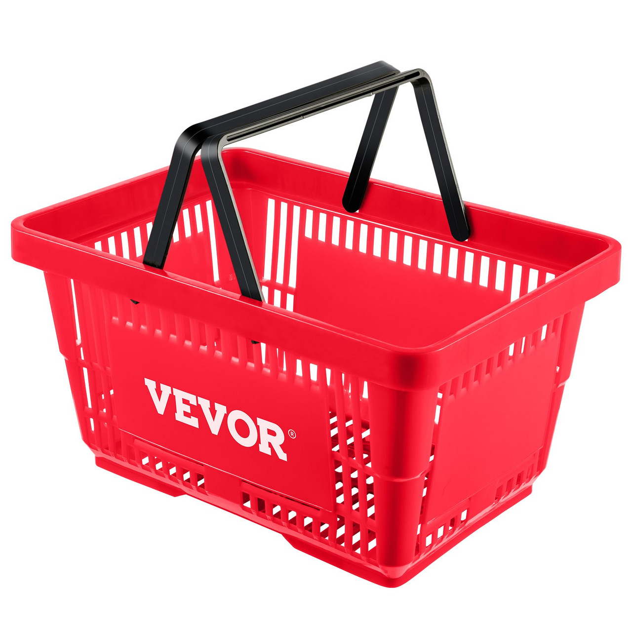 Shopping Basket, 16.9 x 11.8 x 8.7 in/42.8 x 30 x 22 cm((L x W x H), Plastic Handle and Iron Stand, Set of 12 Store Baskets with Durable PE Material