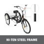 Adult Tricycle 24" 7-Speeds Trike 3-Wheel Bicycle w/ Basket & Lock for Shopping