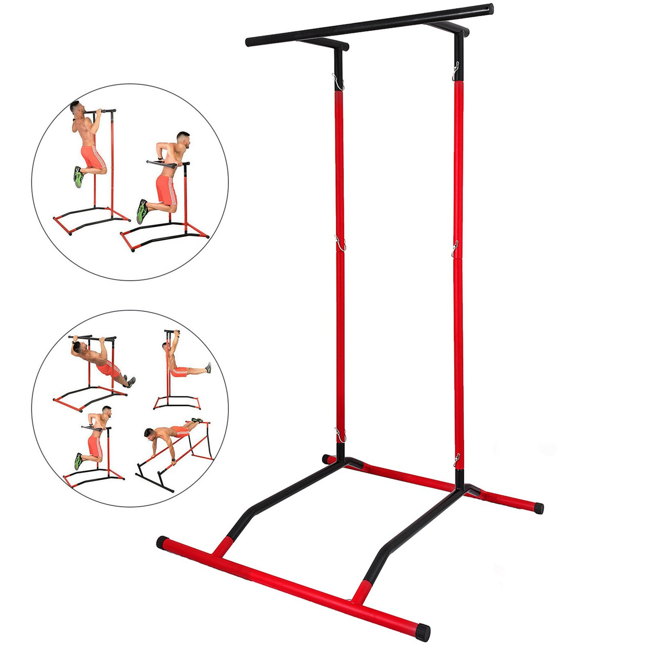 330LBS Pull Up Dip Station Power Tower Station Multi-Station Power Tower Workout Pull Up Station with Carry Bag for Home Fitness (Black Red No Bag),pull-up-bar-2