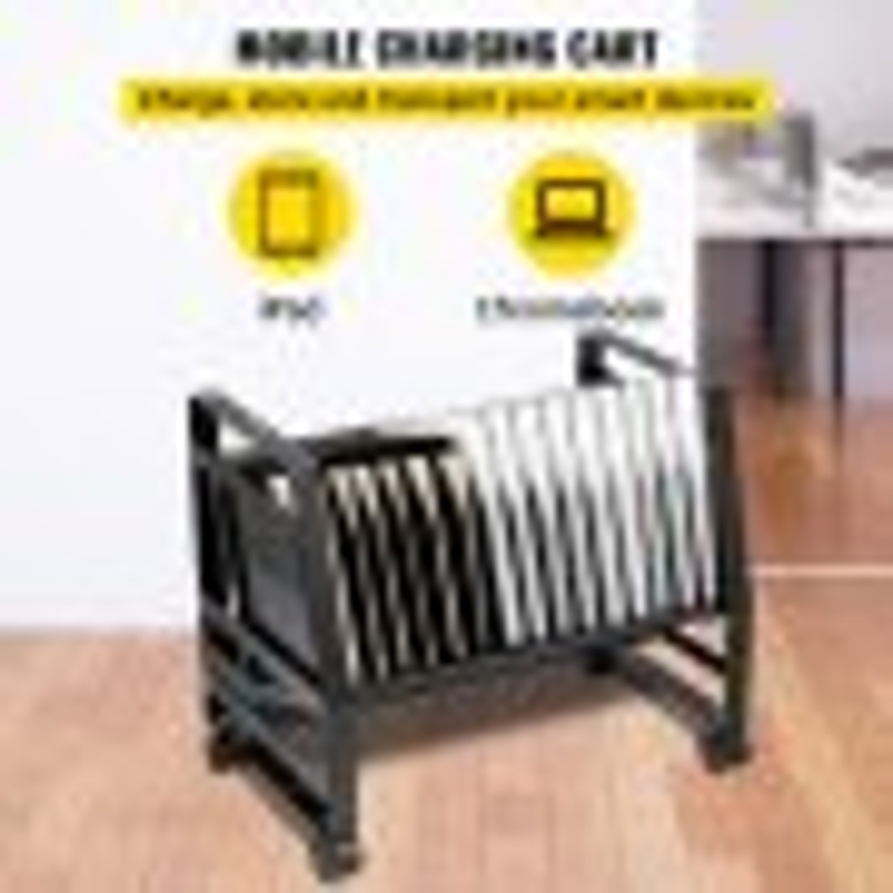 Open Charging Cart, 16 Device, Charging Cabinet for Charge and Transport Laptop Computers, Chromebook, iPad, Tablets, Storage Cart with Power Strip, 6 USB Ports, Lockable Casters