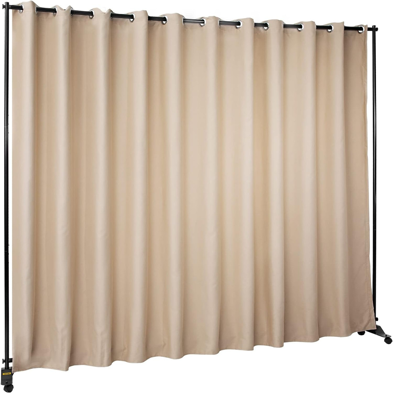 Room Divider Kit, 8 ft x 10 ft, 4 Rolling Wheels Curtain Divider Stand, Aluminum Alloy Frame, Blackout Curtain & Portable Oxford Bag Included,