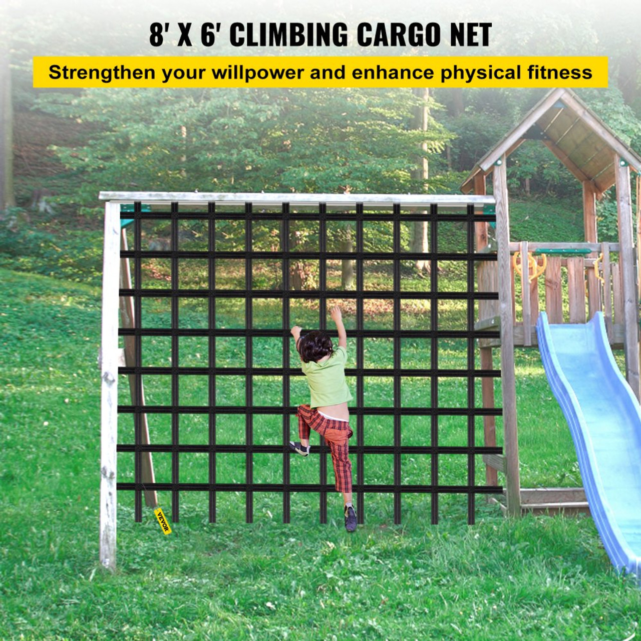 Climbing Cargo Net, 8' x 6' Playground Climbing Net, Polyester