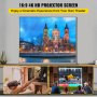 Projector Screen, 120" 16:9, Manual Pull Up Projector Screen, Portable Floor-Rising Screen 4K/8K Ultra HDR, Indoor Outdoor Movie Screen w/ Storage Bag for Home Backyard Theater Office