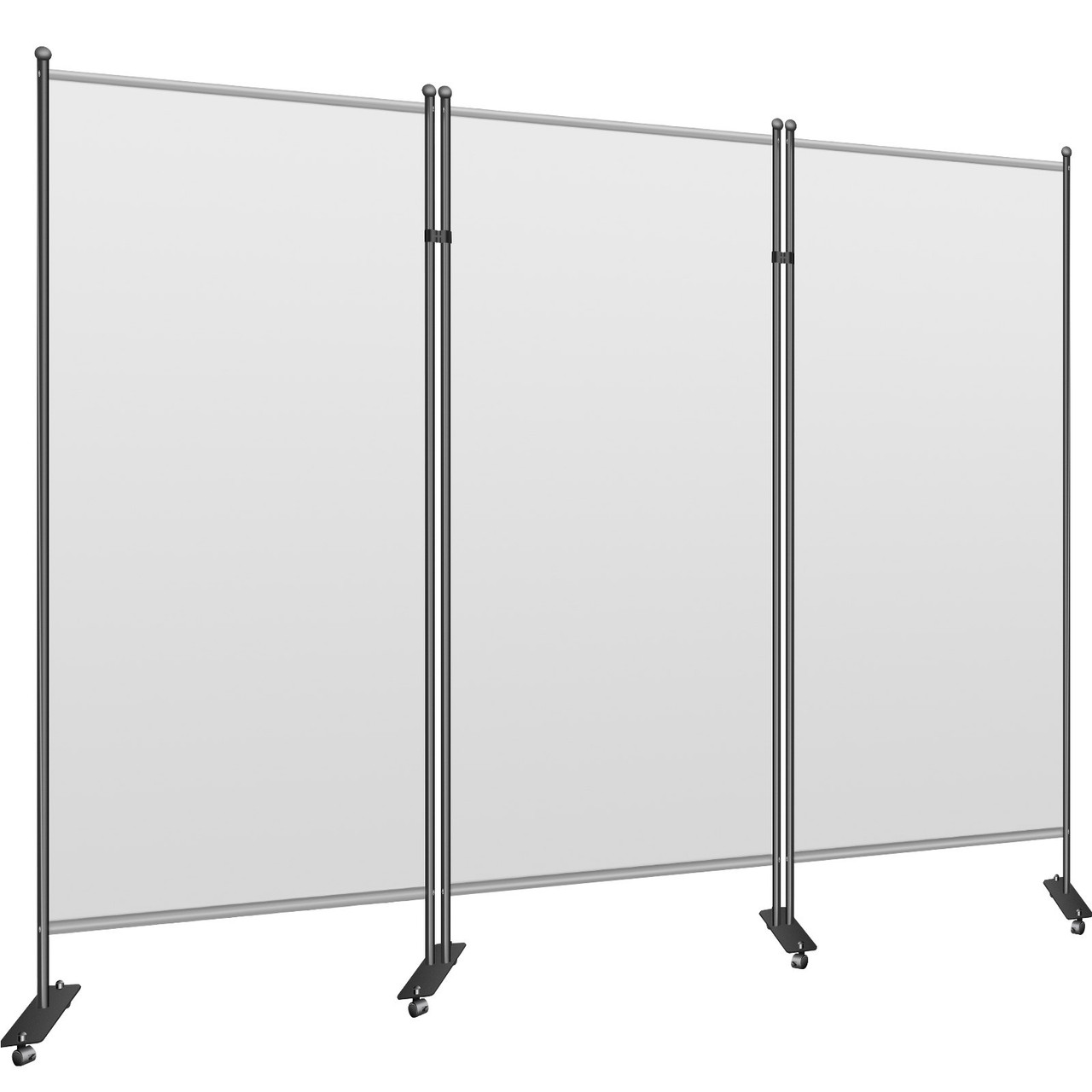 Office Partition 89" W x 14" D x 72.8" H Room Divider 3-Panel Office Divider Folding Portable Office Walls with Non-See-Through Fabric Room Partition Light Gray for Room Office Restaurant