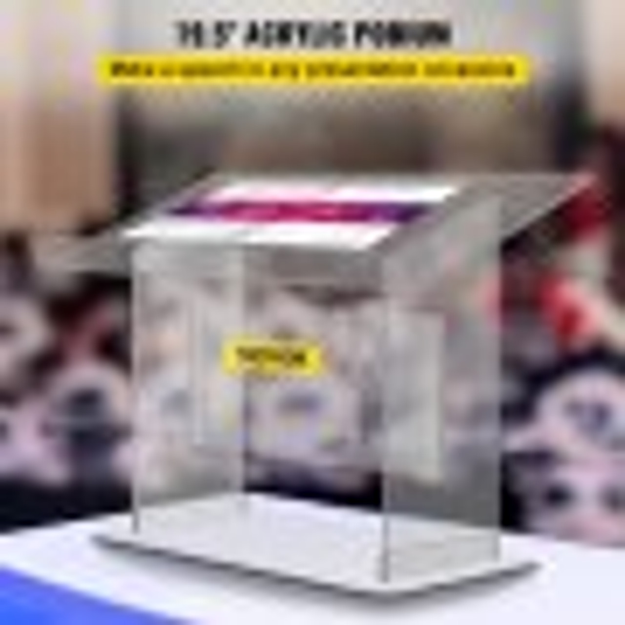 Tabletop Acrylic Podium 19.5" Tall Plexiglass Podium 27"x13.7" Table Acrylic Pulpits for Churches Slanted Surface with Lip for Book Holder Clear Lectern for Lecture Recital Speech & Presentation