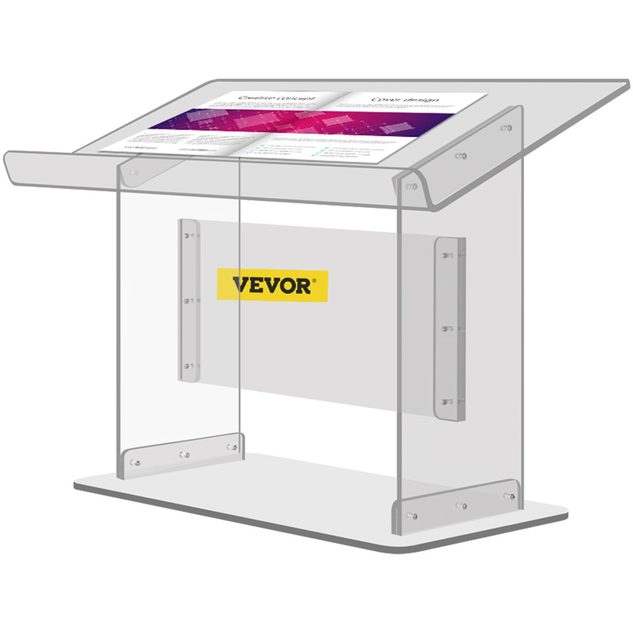 Tabletop Acrylic Podium 19.5" Tall Plexiglass Podium 27"x13.7" Table Acrylic Pulpits for Churches Slanted Surface with Lip for Book Holder Clear Lectern for Lecture Recital Speech & Presentation