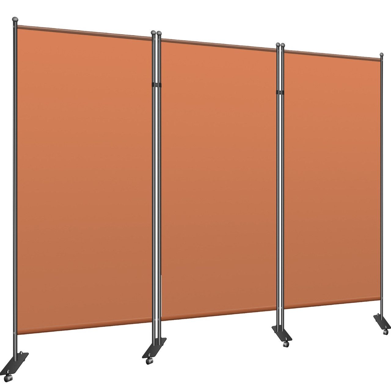 Office Partition 89" W x 14" D x 73" H Room Divider 3-Panel Office Divider Folding Portable Office Walls w/ Non-See-Through Fabric Room Partition Reddish Brown for Room Office Restaurant