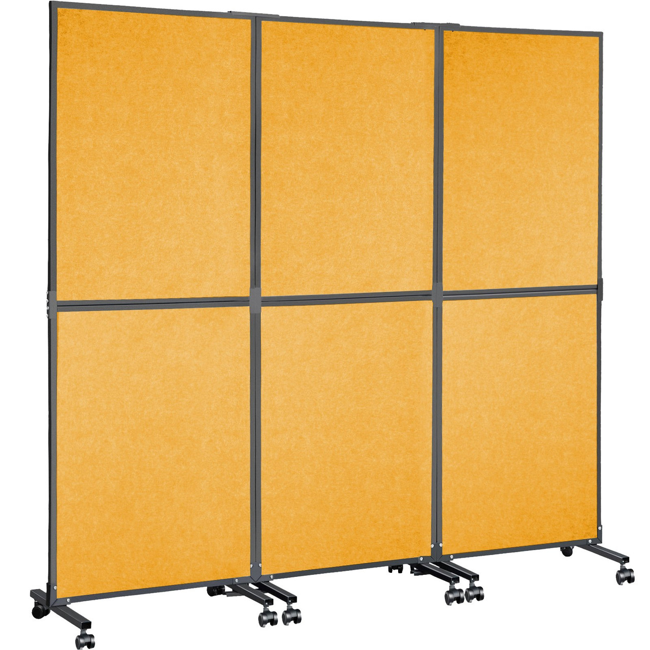 Acoustic Room Divider 72"x66" Office Partition Panel 3 Pack Office Divider Wall Orange Color Office Dividers Partition Wall Polyester & 45 Steel Cubicle Wall Reduce Noise and Visual Distractions