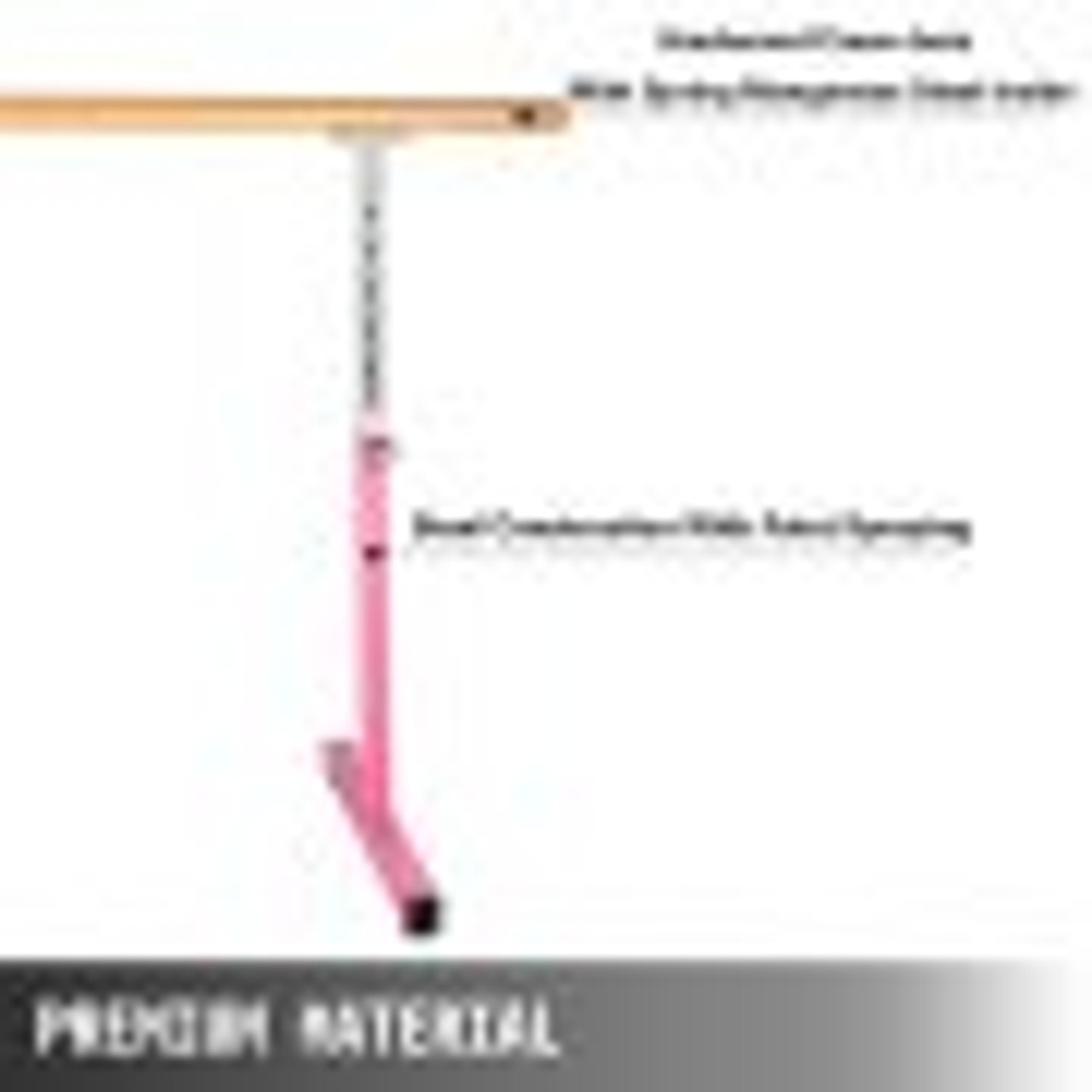 10FT Length Single Ballet Barre,Portable Pink Dance Bar,Adjustable Height 2.5FT - 3.8FT, Freestanding Ballet Bar for Stretch, Balance, Pilates, Dance or Exercise