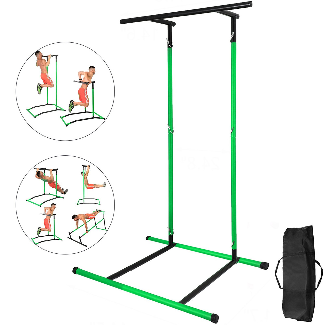 330LBS Pull Up Dip Station Power Tower Station Multi-Station Power Tower Workout Pull Up Station with Carry Bag for Home Fitness (Green),Happybuygreen2001