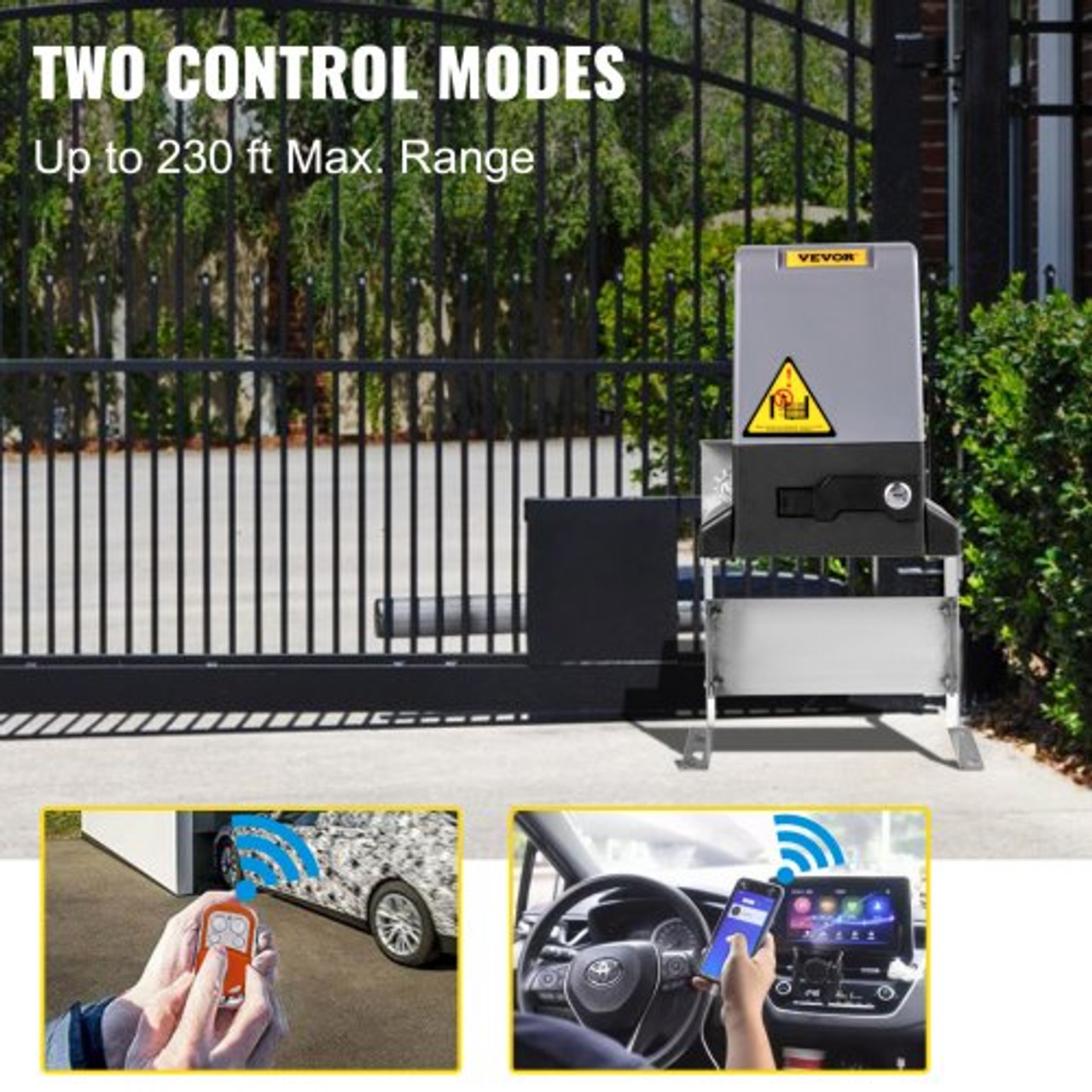 Sliding Gate Opener 3300 LBS Automatic Sliding Gate, Gate Opener Motor with 2 Remote Controls, 230 ft Remote Distance Driveway Rolling Gate, Automatic Sliding Gate Opener for Sliding Gate